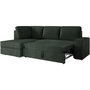 Voir la diapositive 4 : LOUNGITUDE Canapé d'angle gauche 3 places convertible ADEN avec coffre en velours côtelé - Vert foncé - L246 x P174 x H96cm - LOUNGITUD