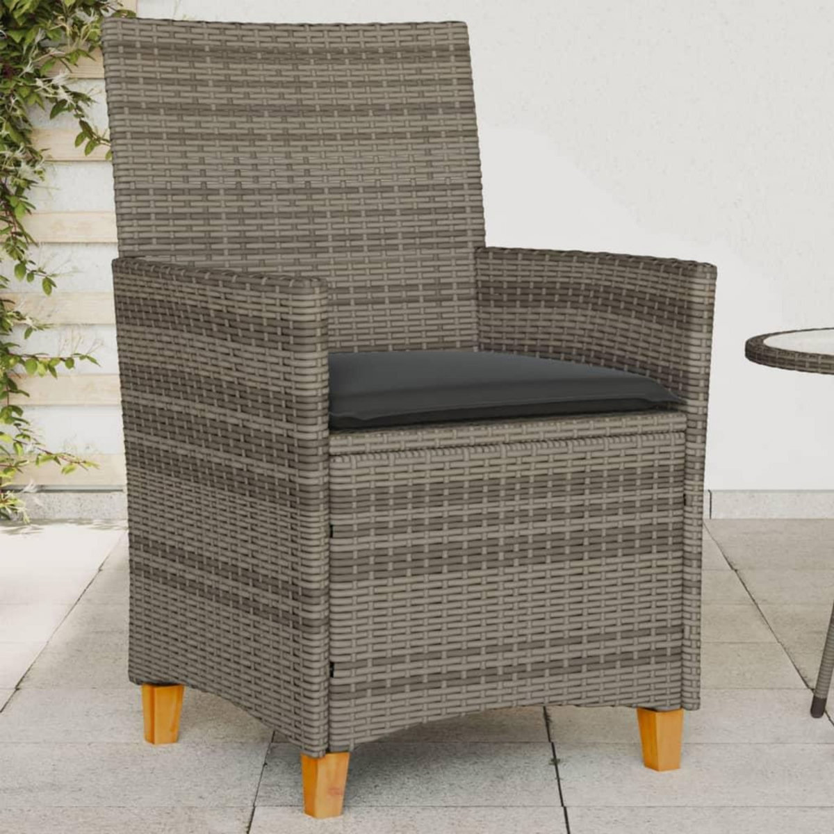 VIDAXL Chaises de jardin coussins lot de 2 gris resine tressee et bois