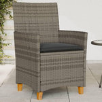 VIDAXL Chaises de jardin coussins lot de 2 gris resine tressee et bois
