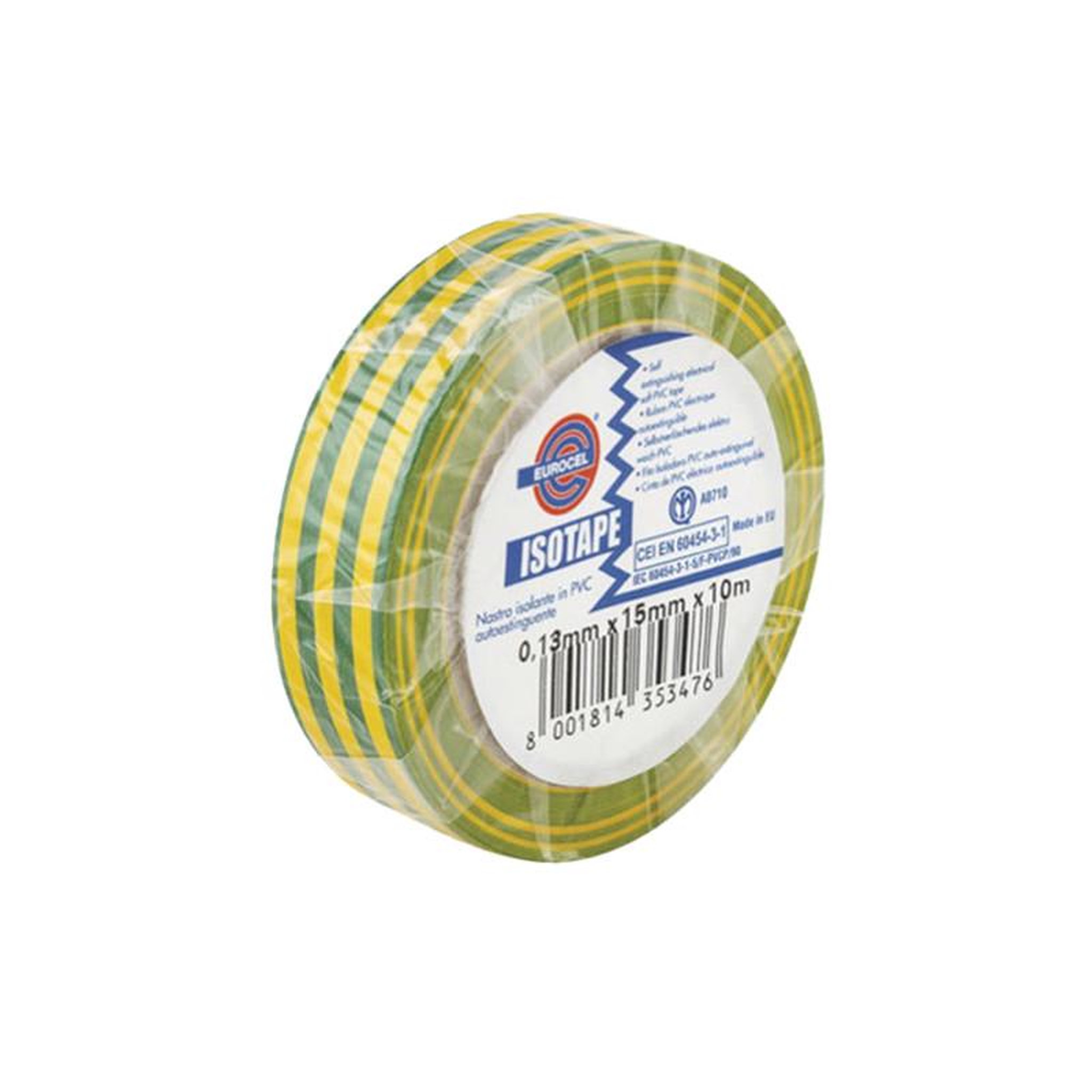 EUROCEL Ruban adhésif ISOTAPE électricien vert jaune EUROCEL 0150S0148