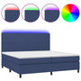 Voir la diapositive 2 : VIDAXL Sommier a lattes de lit et matelas et LED Bleu 200x200 cm Tissu