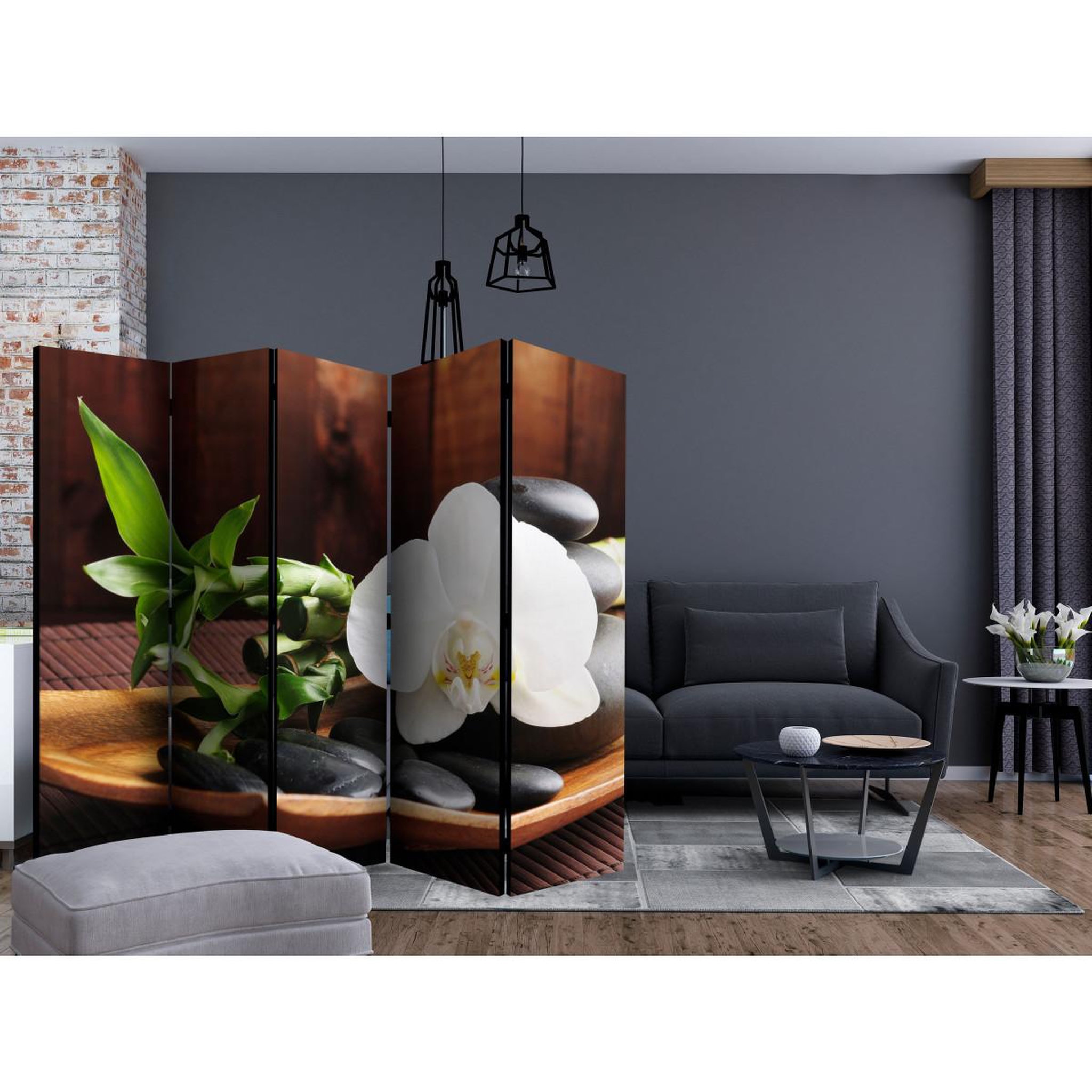 Voir la diapositive 2 : Paris Prix Paravent 5 volets  temple zen  172x225cm