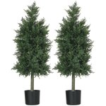 HOMCOM Lot de 2 plantes artificielles sapins cèdre H. 90 cm grand réalisme pot inclus