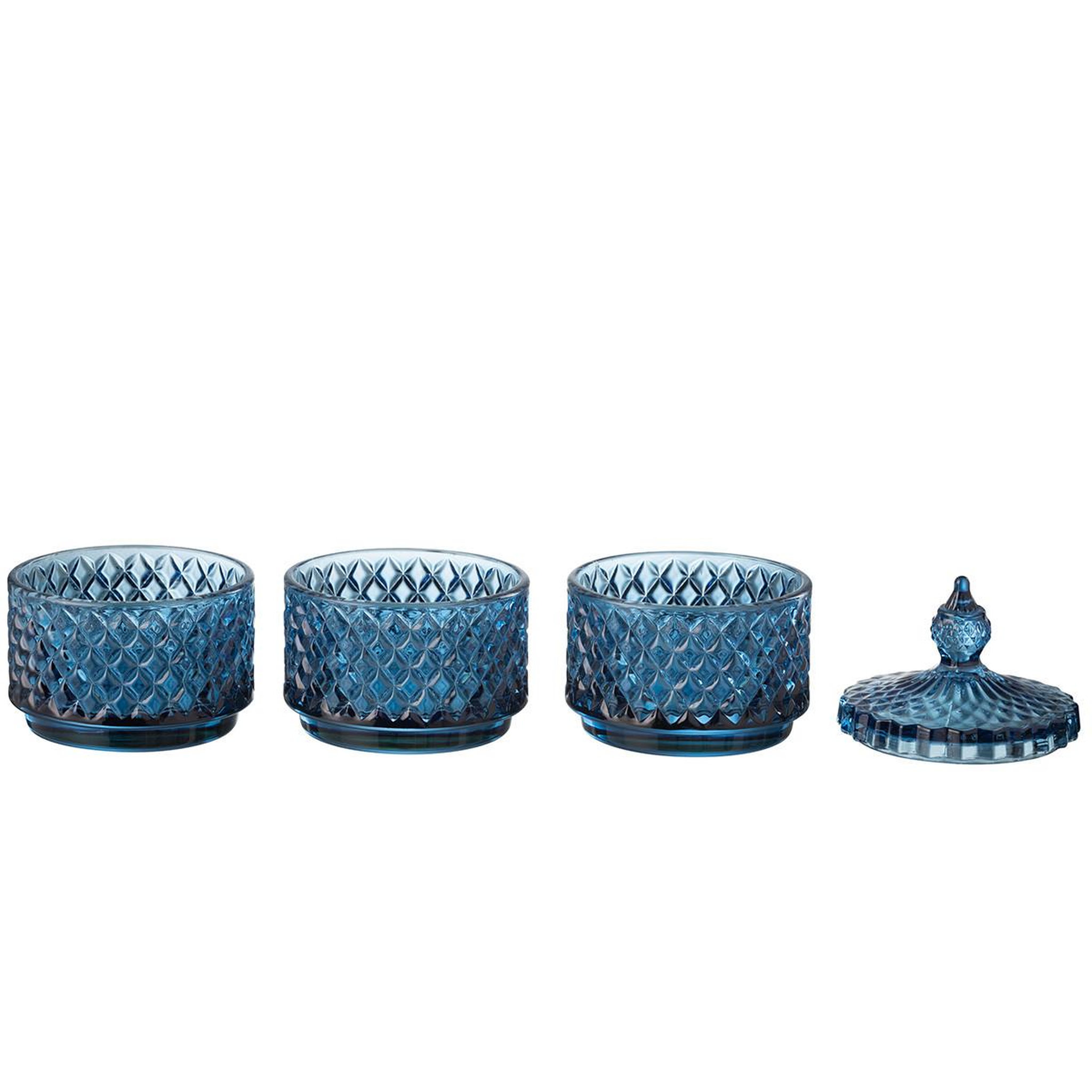 Voir la diapositive 2 : J-LINE Boîte déco en verre  3 étages  20cm bleu