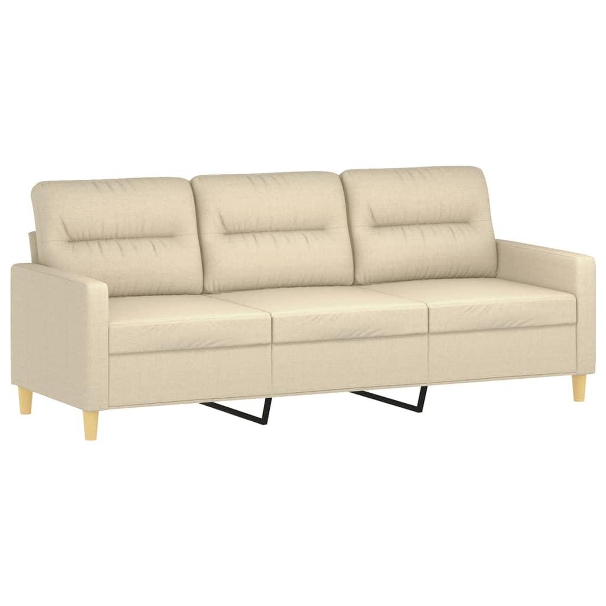 Voir la diapositive 4 : VIDAXL Canape 3 places avec oreillers decoratifs creme 180 cm tissu