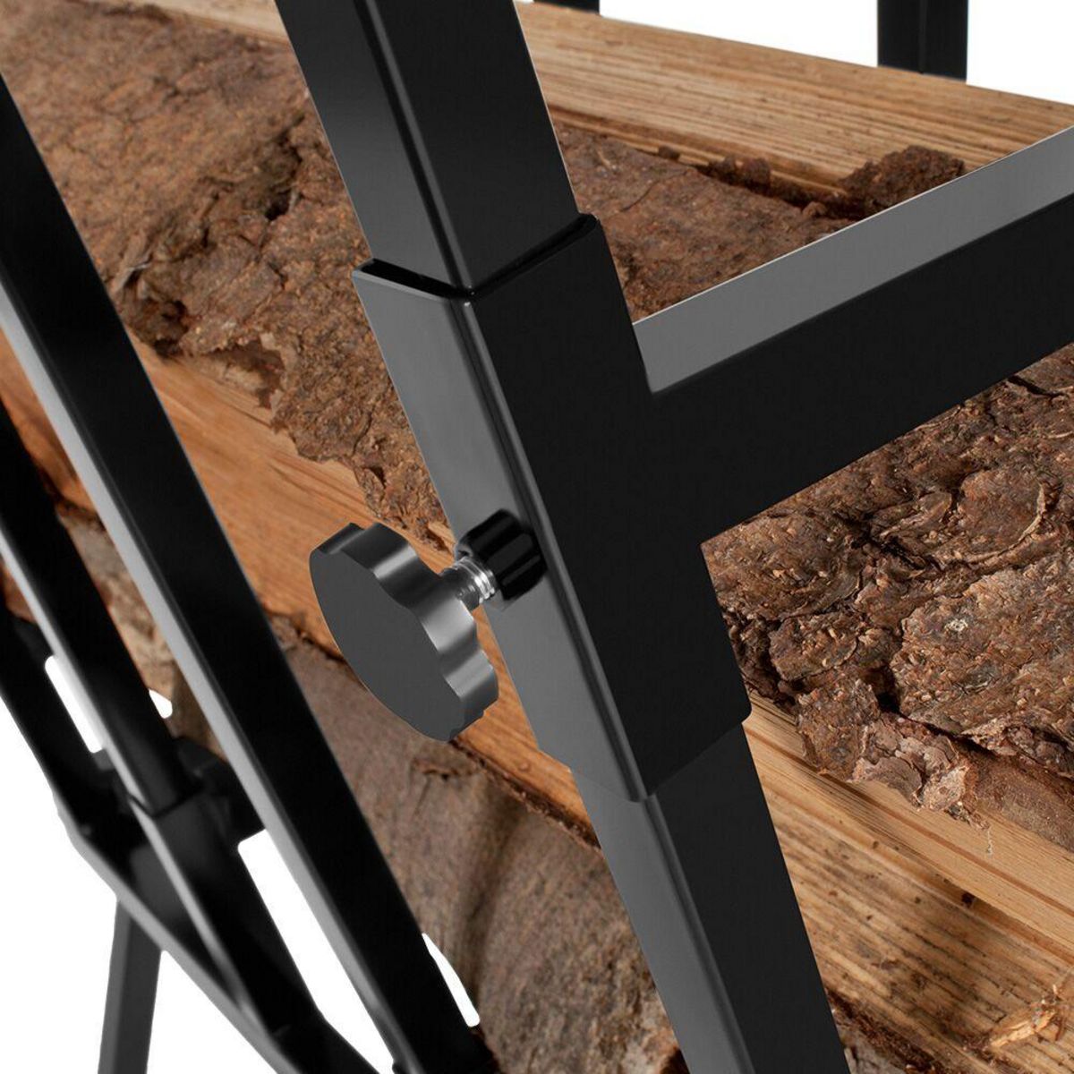 tectake Chevalet de sciage tréteau de sciage en acier lâqué noir