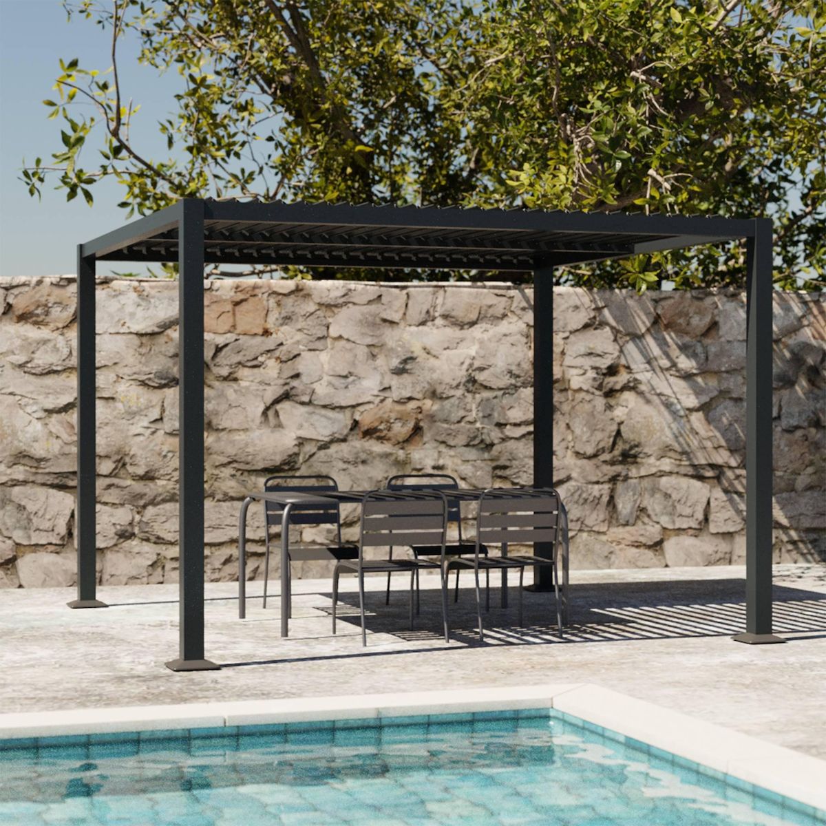 SWEEEK Pergola bioclimatique aluminium et acier lames orientables 3x3m Palace