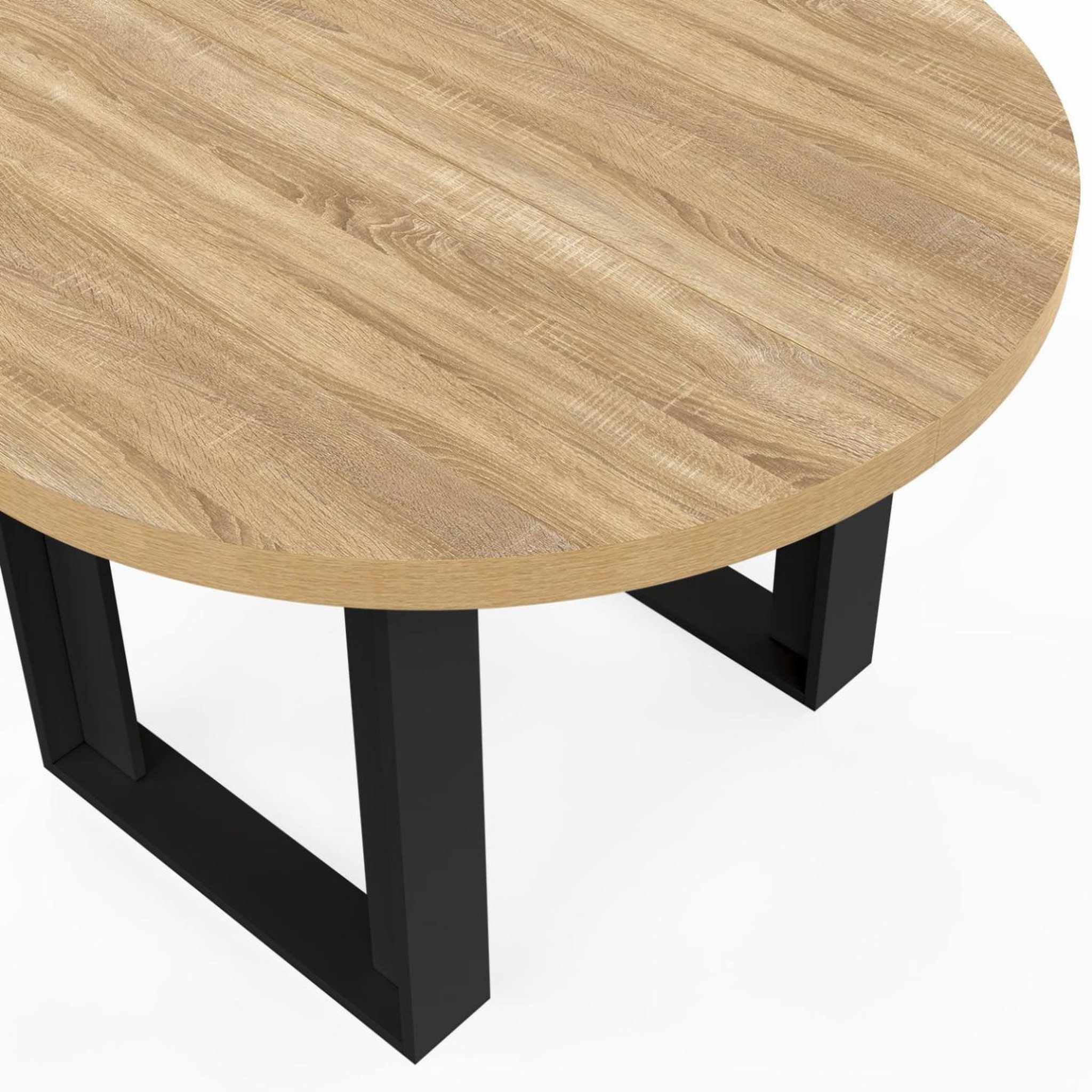 Voir la diapositive 5 : ID MARKET Table à manger fixe ronde phoenix 4 personnes bois et noir 110 cm