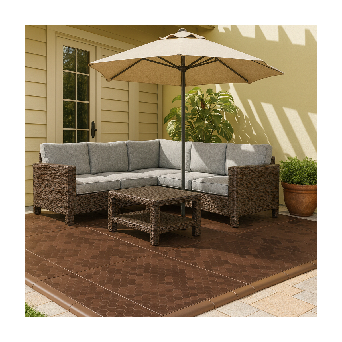 ART PLAST Dalle de sol Clipsable Marron Taupe 116 x 76 x 3 cm  Polypropylène Revêtement de Sol Modulable Intérieur / Extérieur Art Plast