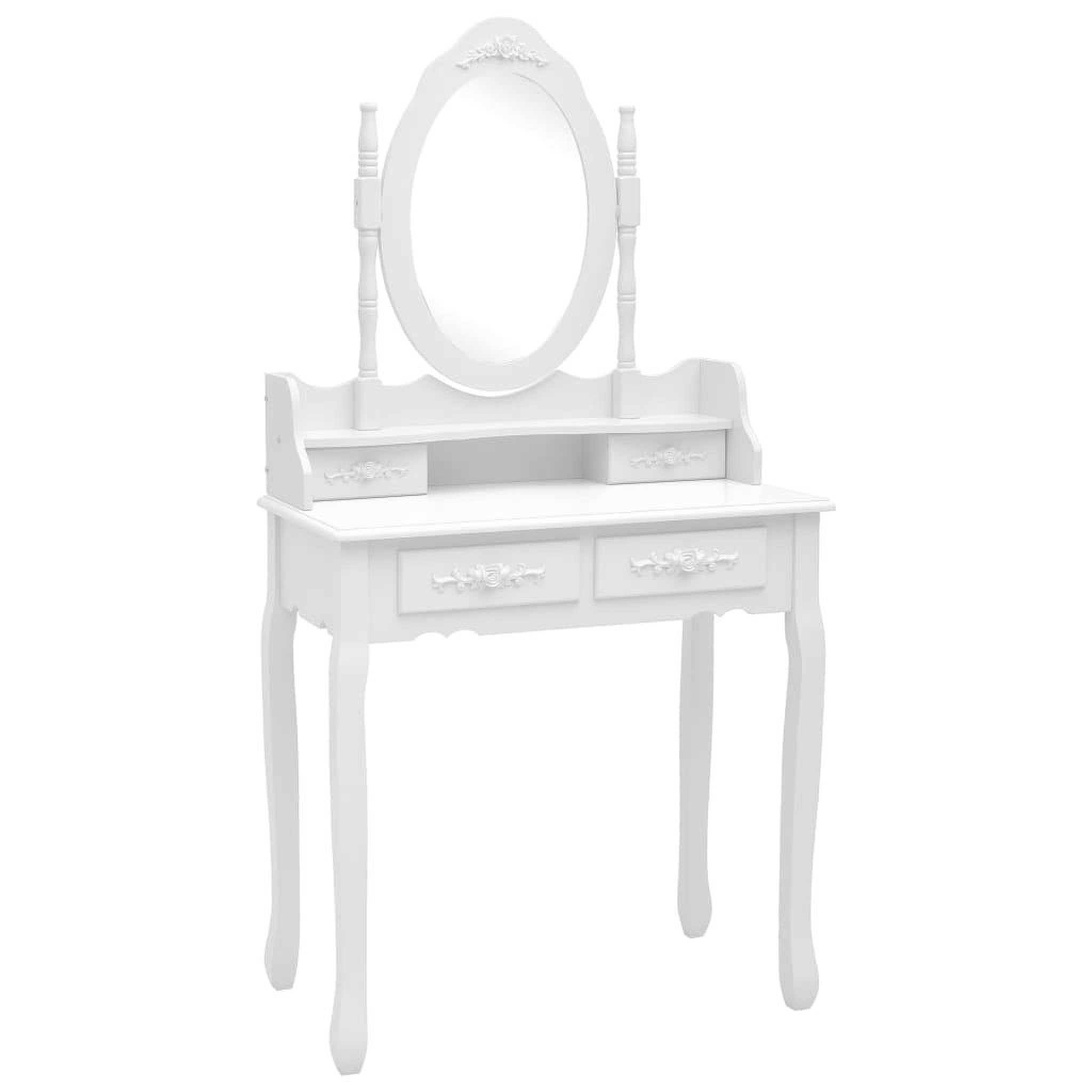 Voir la diapositive 2 : VIDAXL Ensemble de coiffeuse avec tabouret Blanc 75x69x140cm Paulownia