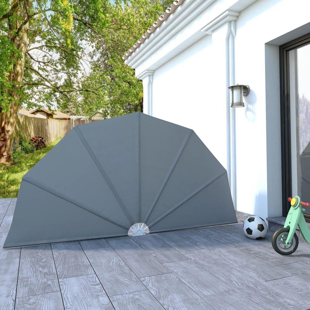 VIDAXL Auvent lateral pliable de terrasse Gris 160 cm