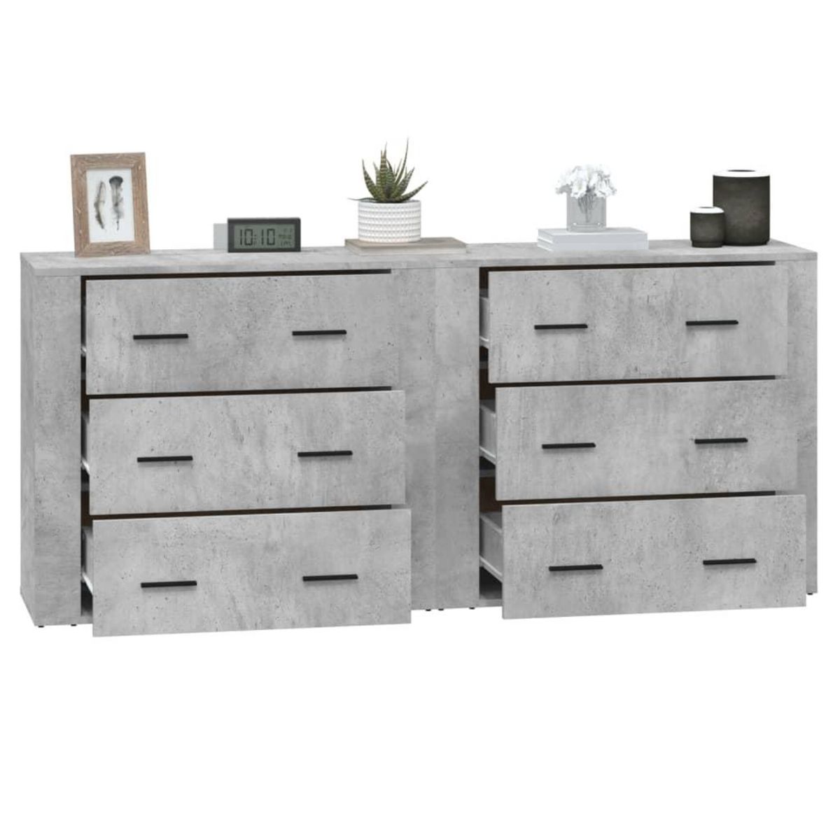 VIDAXL Buffets 2 pcs gris beton bois d'ingenierie