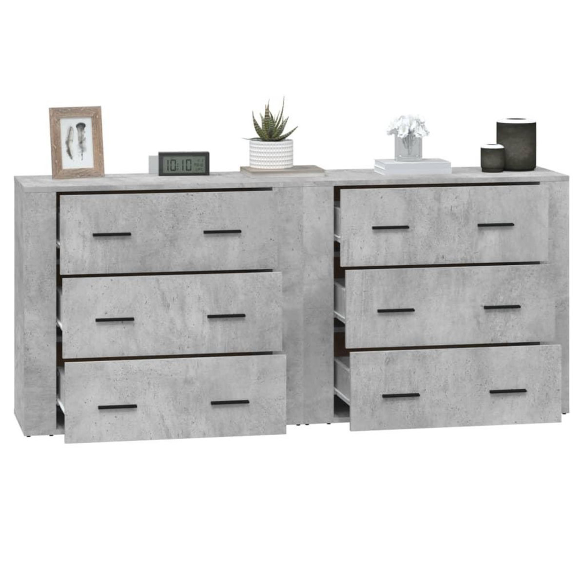 VIDAXL Buffets 2 pcs gris beton bois d'ingenierie