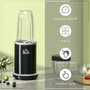 Voir la diapositive 5 : HOMCOM Blender 1000 W - 4 modes - 2 bols 700 ml et 350 ml - système verrouillage sécurité - nettoyage facile - alu. tritan noir
