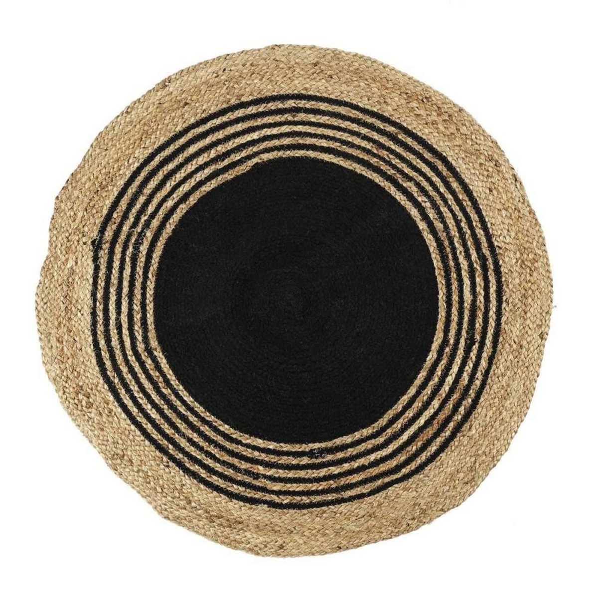 The Home Deco Factory Tapis rond jute coton noir D90