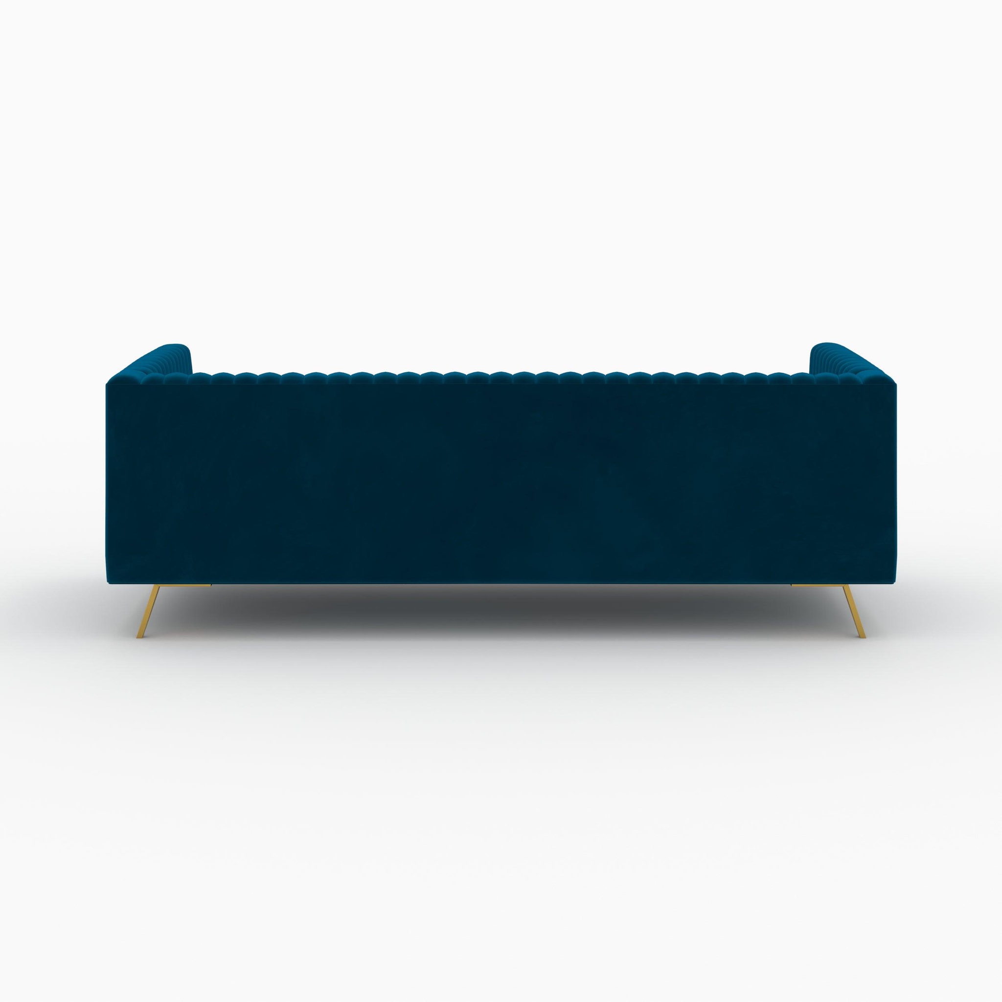 Voir la diapositive 5 : MAISON PAVANE Ensemble canapé et fauteuil en velours bleu 3 places-Gatsby