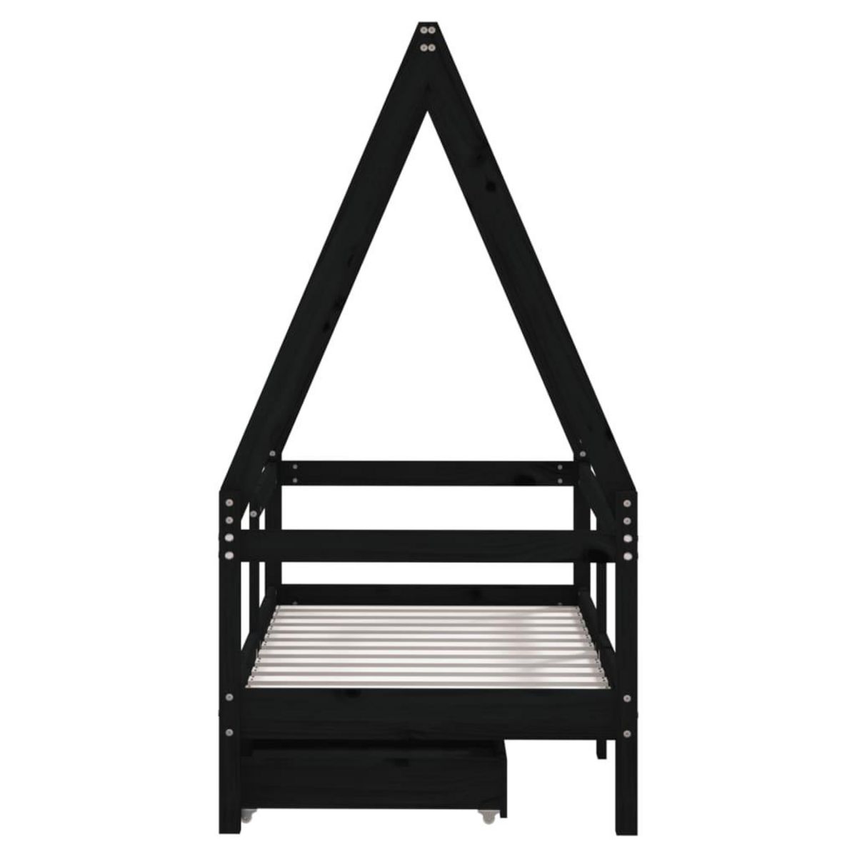 VIDAXL Cadre de lit enfant avec tiroirs noir 70x140 cm bois pin massif