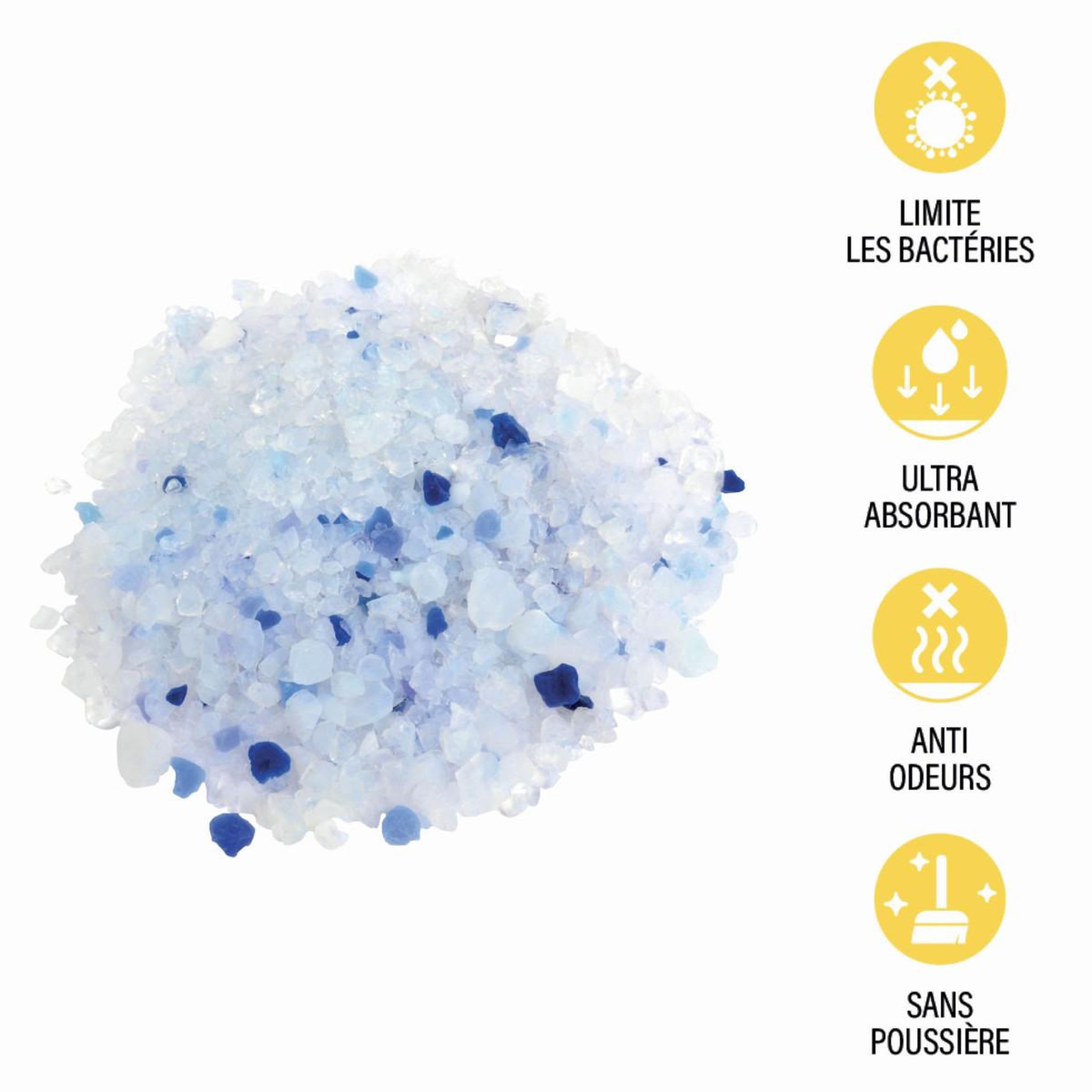 Voir la diapositive 2 : LOVE STORY Litière pour chat en silice  minérale  3,8l bleu