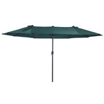 OUTSUNNY Parasol de jardin XXL parasol grande taille 4,6L x 2,7l x 2,4H m ouverture fermeture manivelle acier polyester haute densité vert