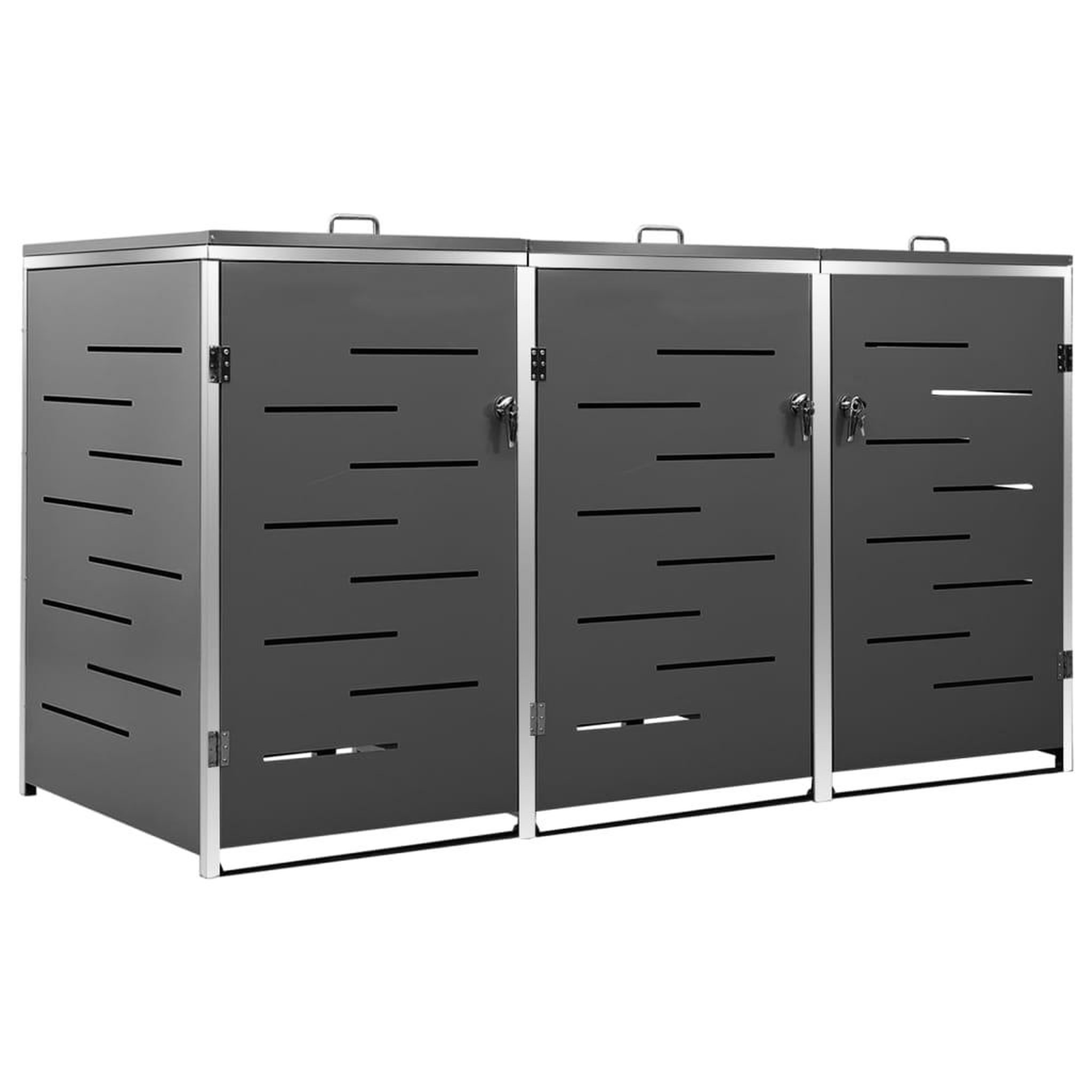 Voir la diapositive 2 : VIDAXL Abri pour trois poubelles 207x77,5x112,5 cm Inox