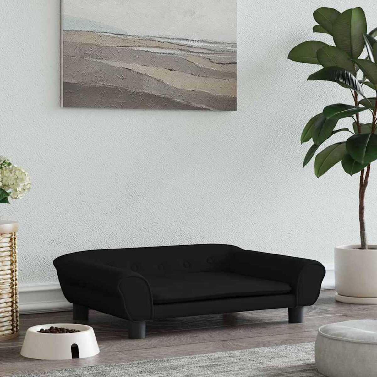 VIDAXL Lit pour chien noir 70x48x22 cm velours