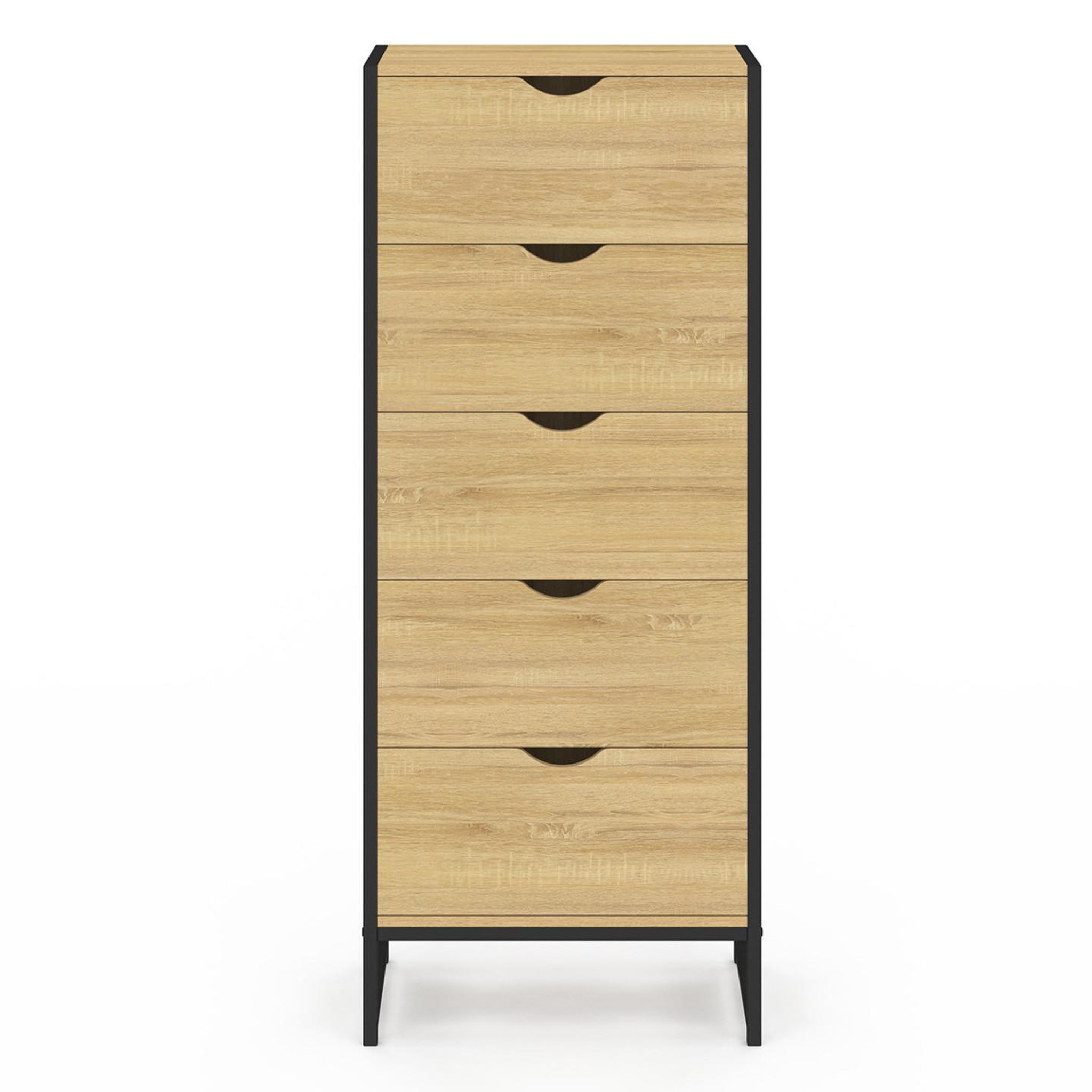 Voir la diapositive 3 : ID MARKET Chiffonnier 5 tiroirs detroit 45x30x110 cm commode semainier design industriel