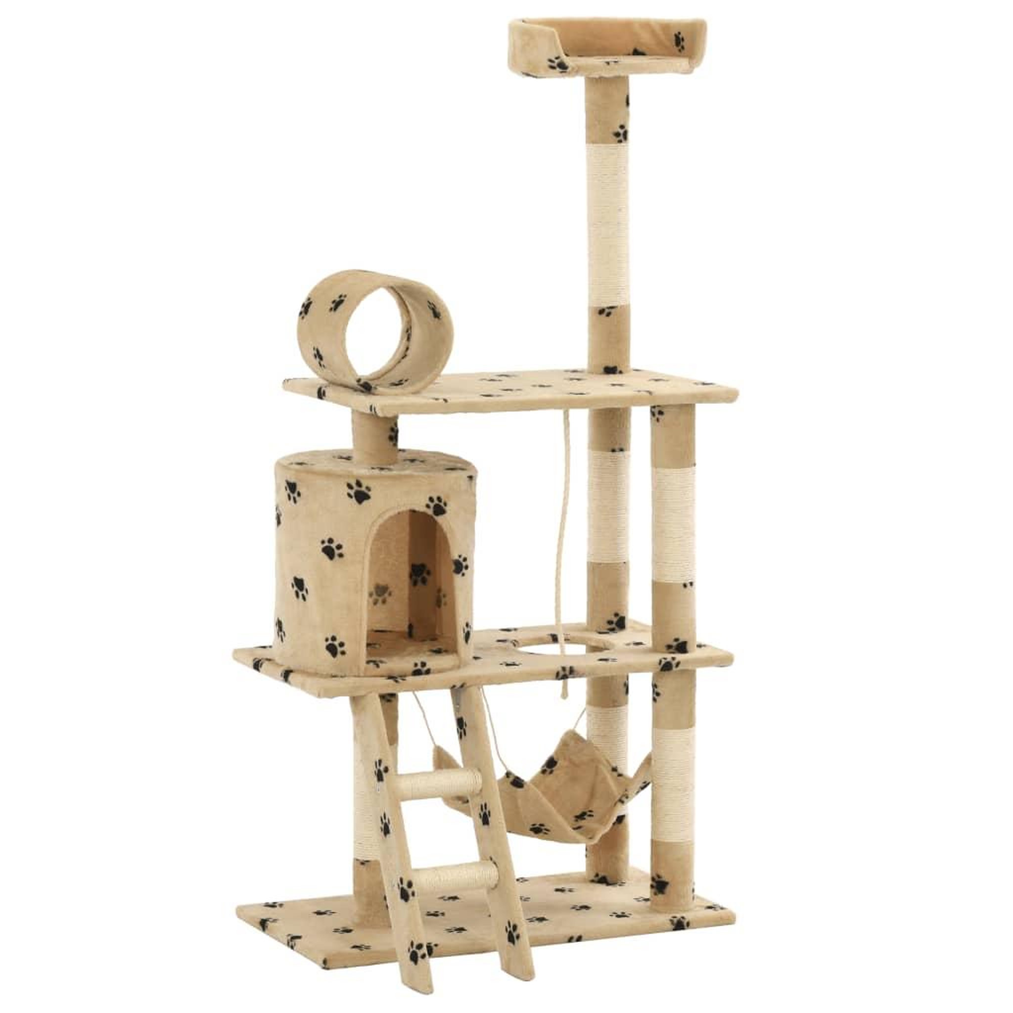 Voir la diapositive 3 : VIDAXL Arbre a chat avec griffoir en sisal 140cm Beige Motif de pattes
