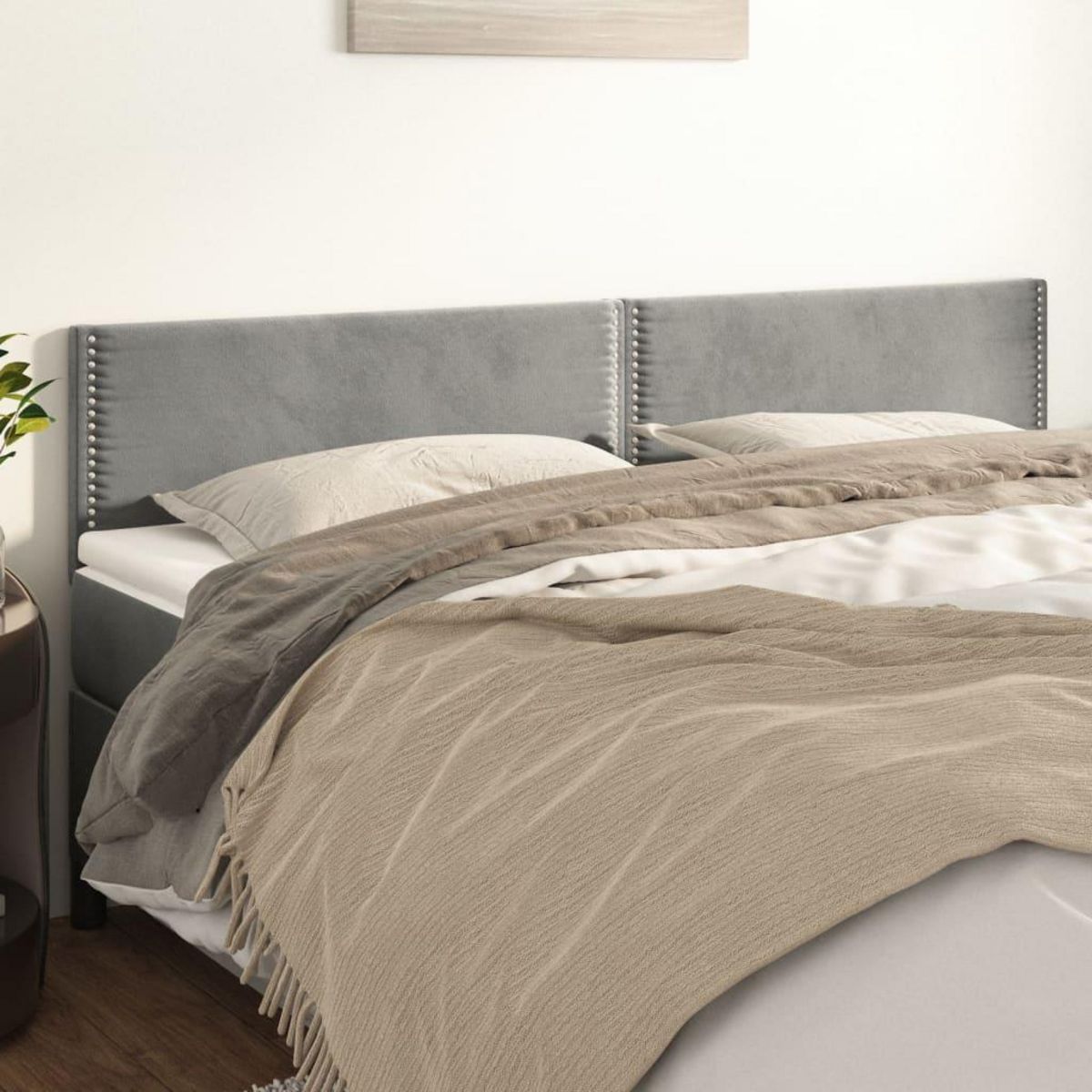 VIDAXL Tetes de lit 2 pcs Gris clair 90x5x78/88 cm Velours