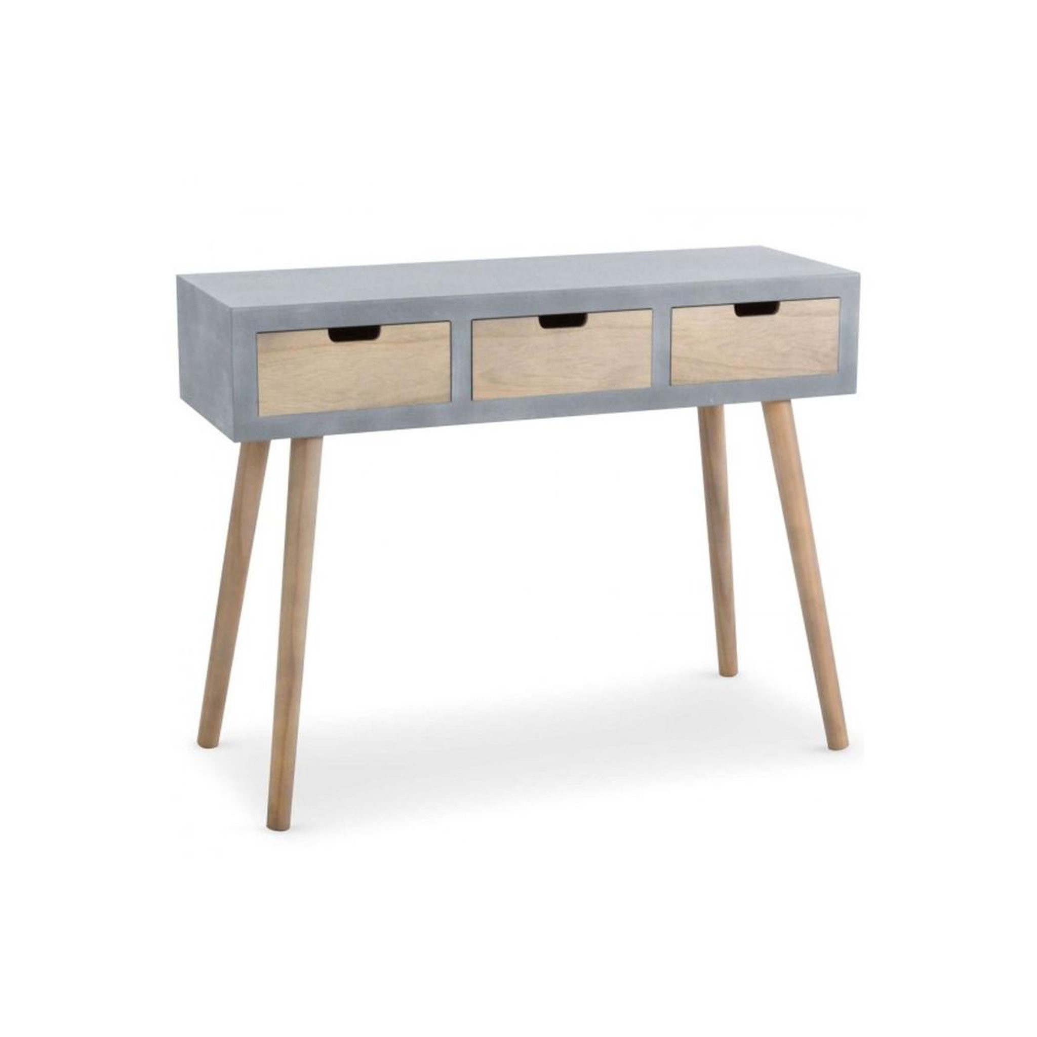 Voir la diapositive 2 : Paris Prix Console scandinave 3 tiroirs  kim  100cm gris