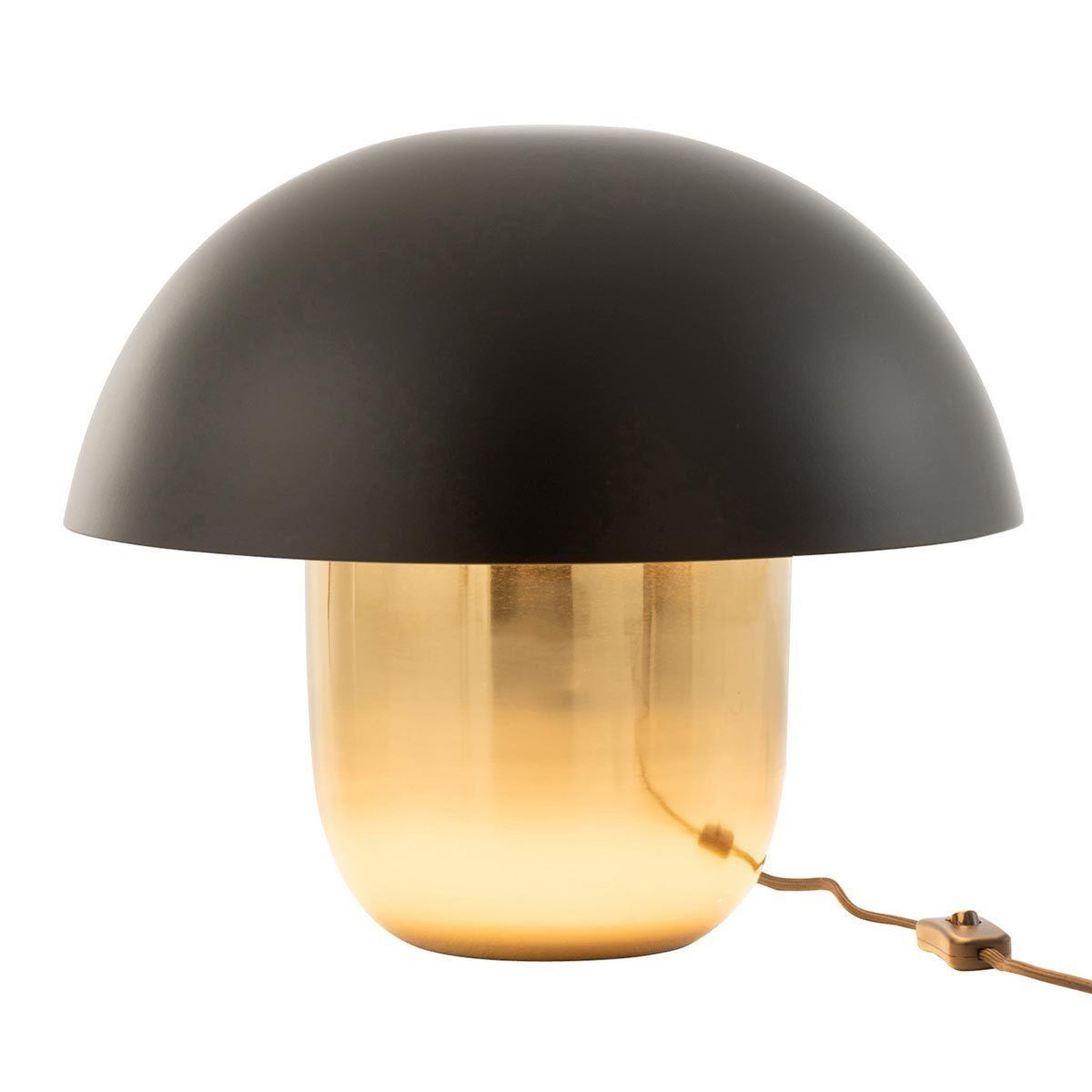 Voir la diapositive 2 : J-LINE Lampe à poser  champignon métal  40cm noir & or