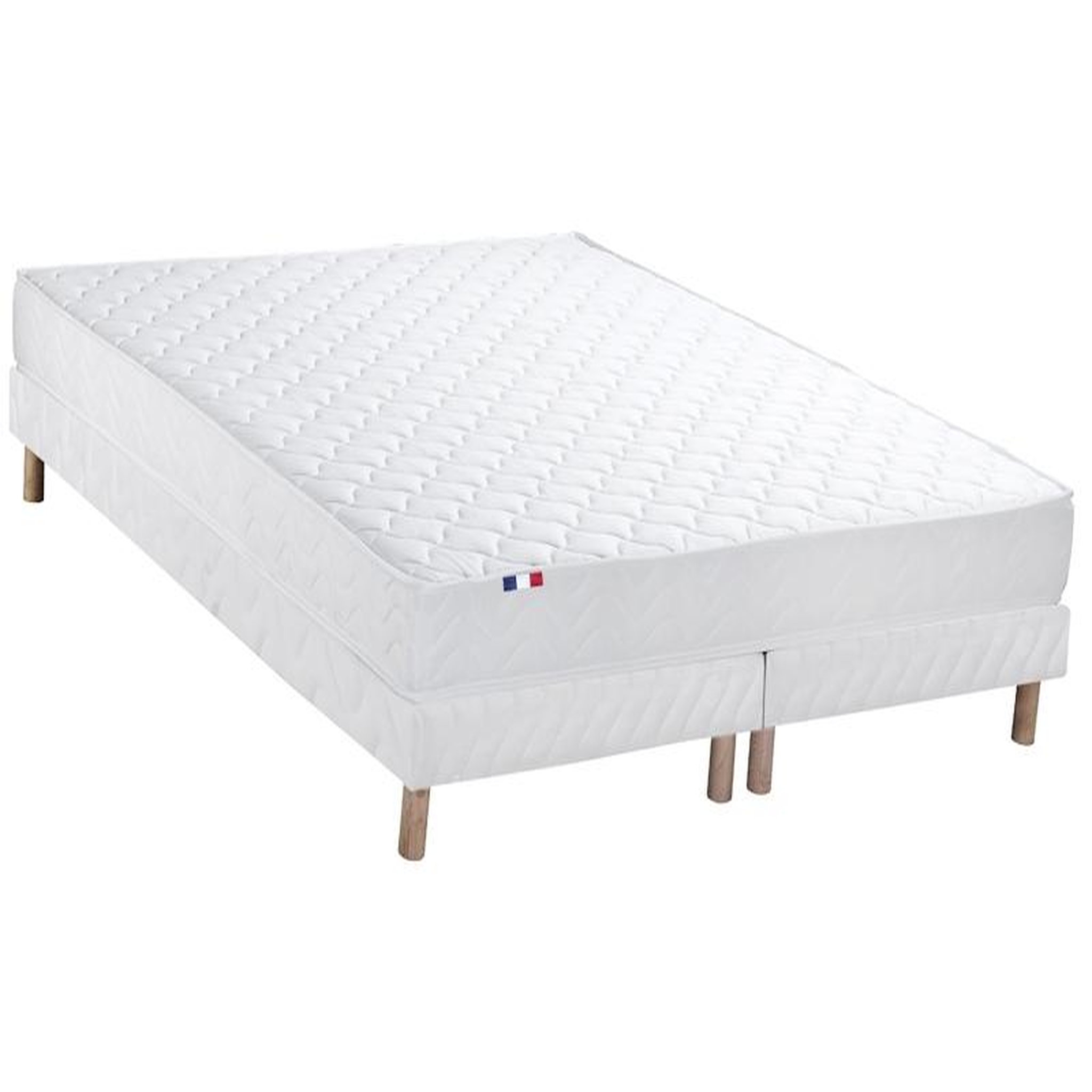 Voir la diapositive 2 : Ensemble Matelas Mousse Accueil Latex 3 Zones + Sommier 2x80x200 cm Blanc TOULON