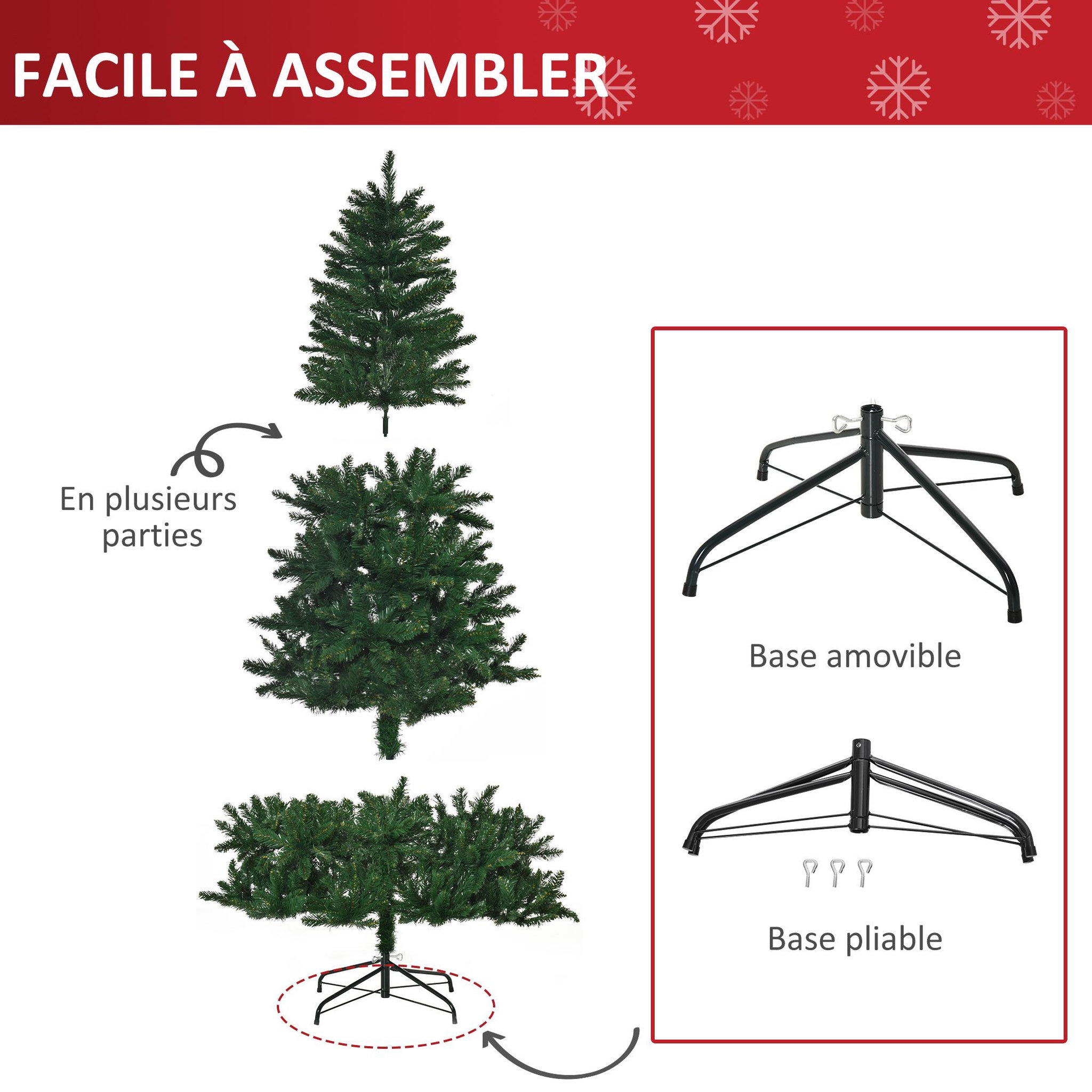Voir la diapositive 6 : HOMCOM Sapin de noël artificiel ø 120 x 240h cm 1499 branches épines imitation nordmann grand réalisme vert
