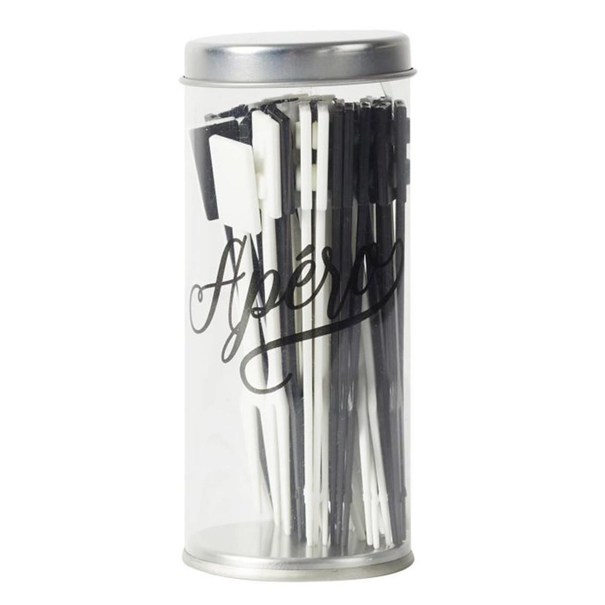 The Home Deco Factory Lot de 36 Fourchettes Fruits  Apéro  10cm Noir & Blanc
