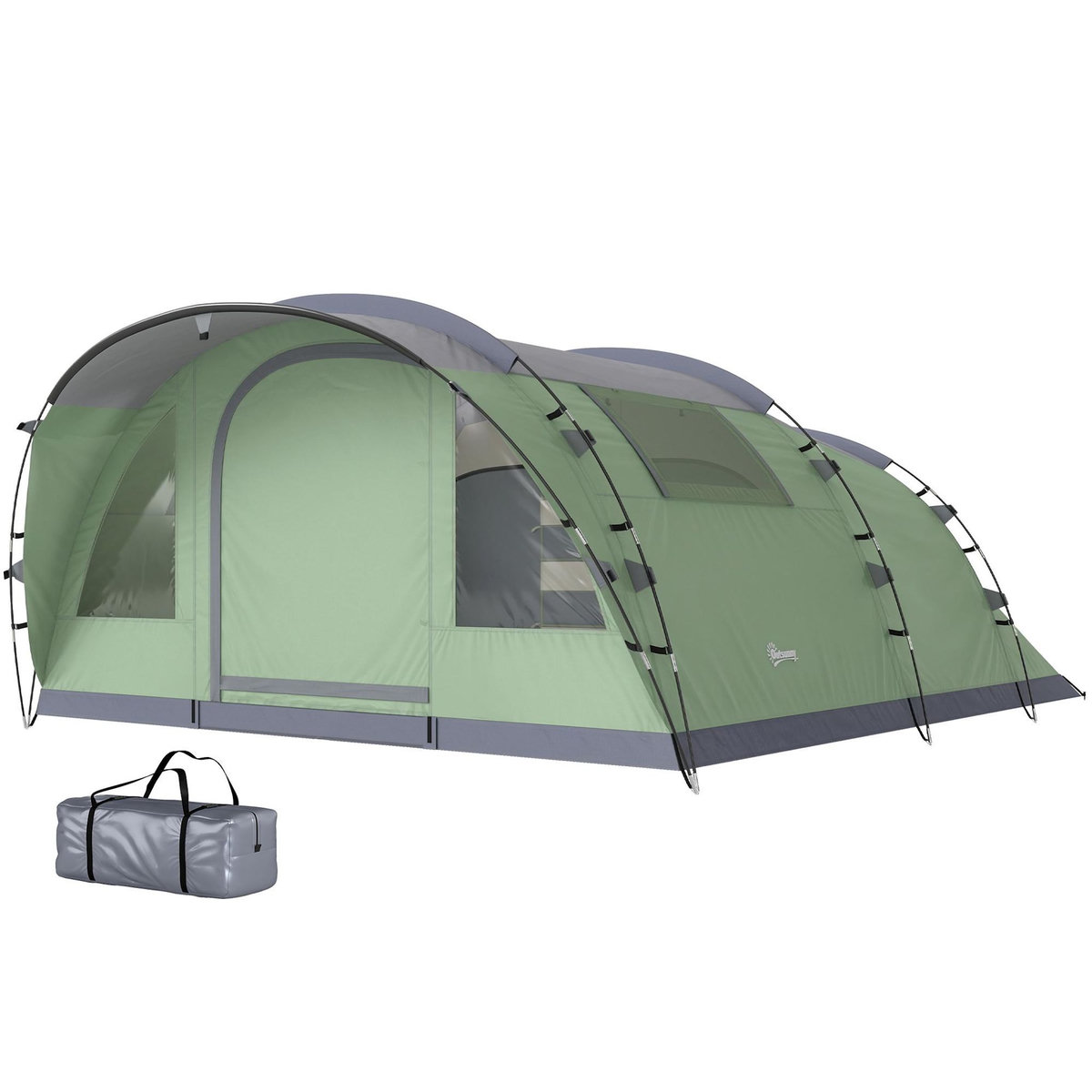 OUTSUNNY Tente de camping tunnel 4 personnes 2 pièces - étanche 3000mm - 505x390x196cm - vert