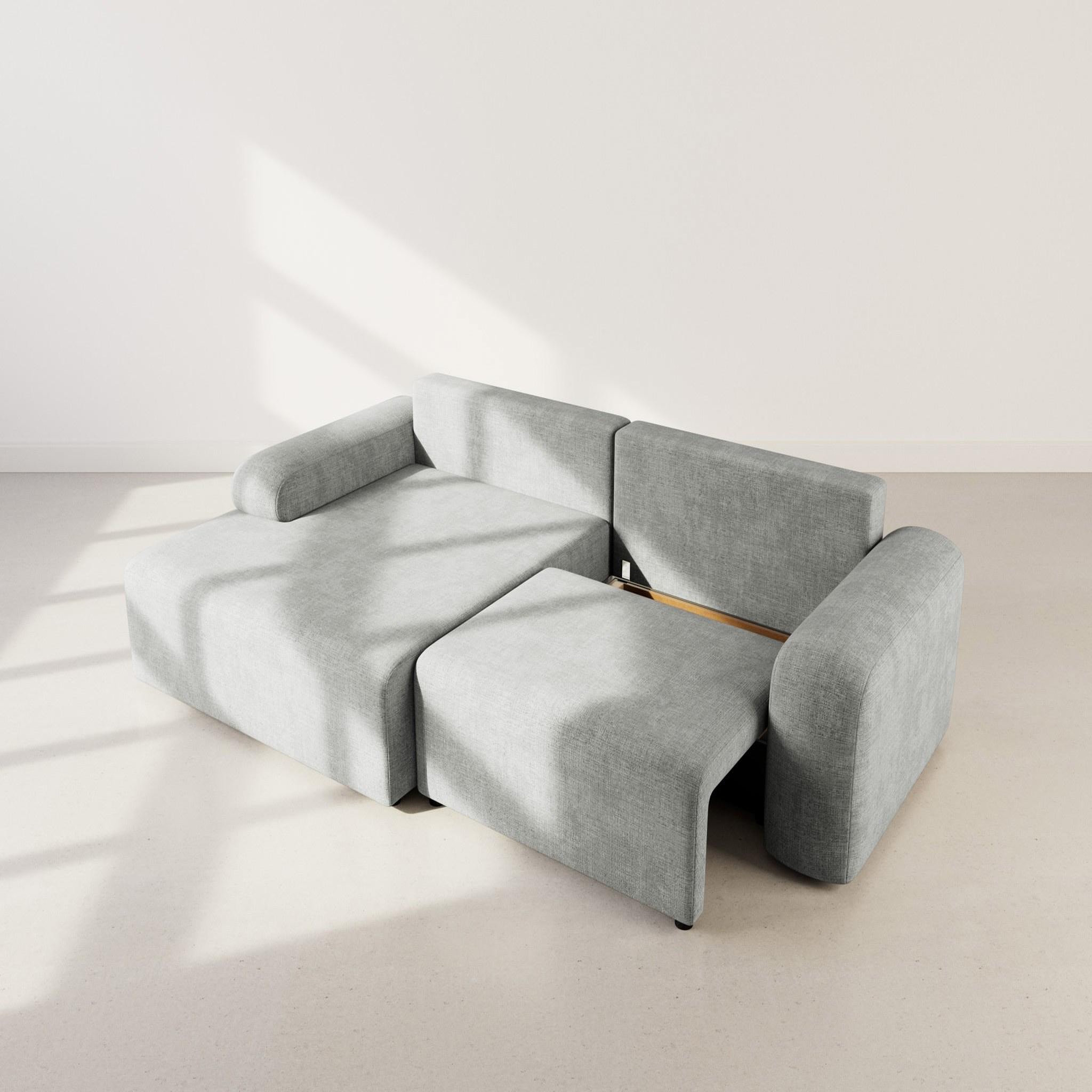 Voir la diapositive 3 : BEST MOBILIER Rebecca - canapé d'angle gauche 4 places convertible avec coffre en velours texturé