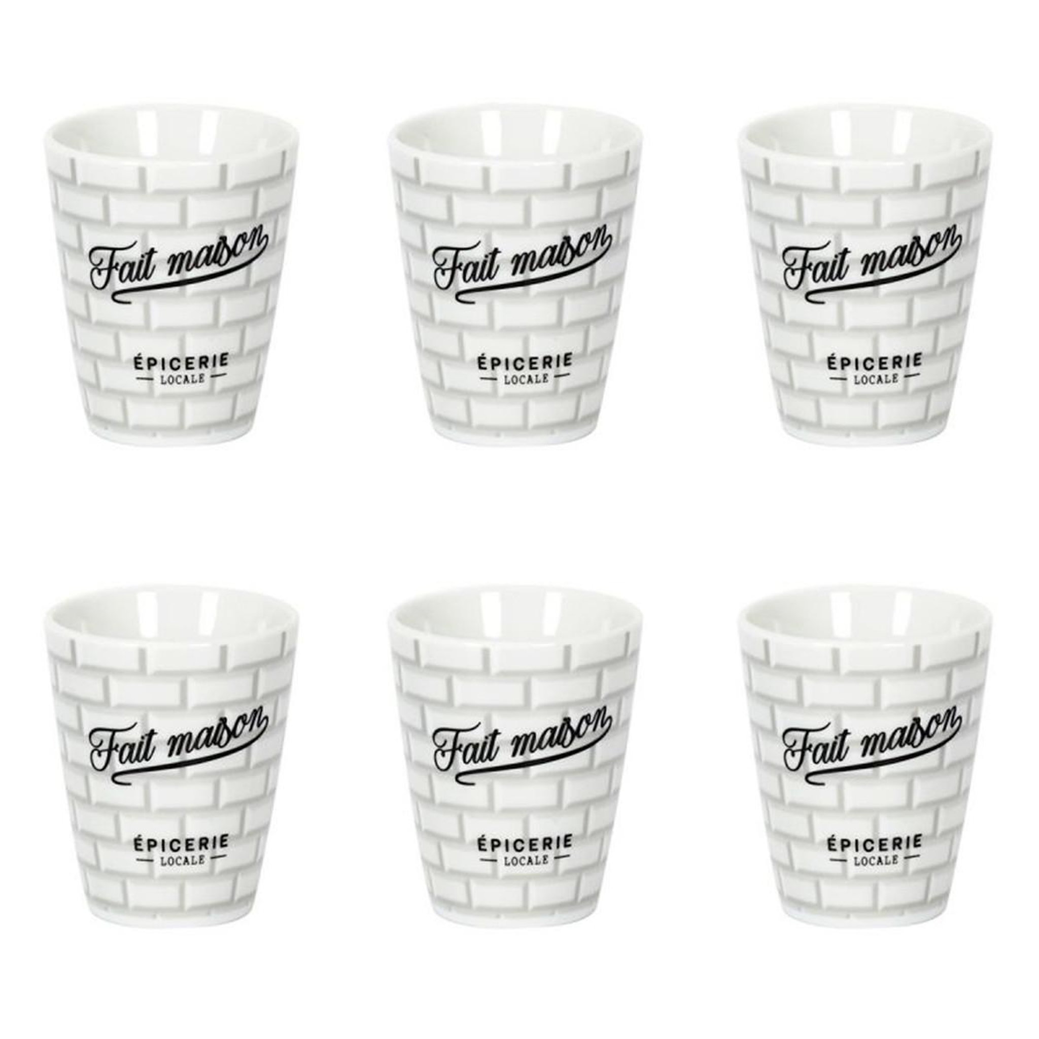 The Home Deco Factory Lot de 6 tasses à café  brooklyn  7cl blanc