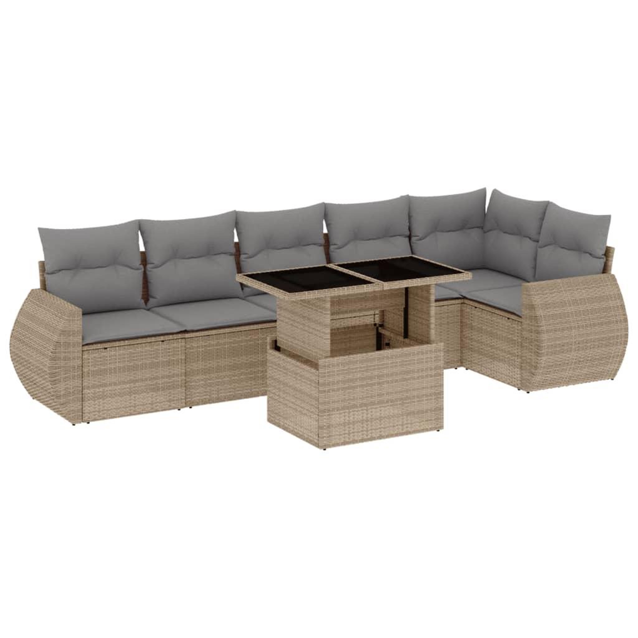 Voir la diapositive 2 : VIDAXL Salon de jardin avec coussins 7 pcs beige resine tressee