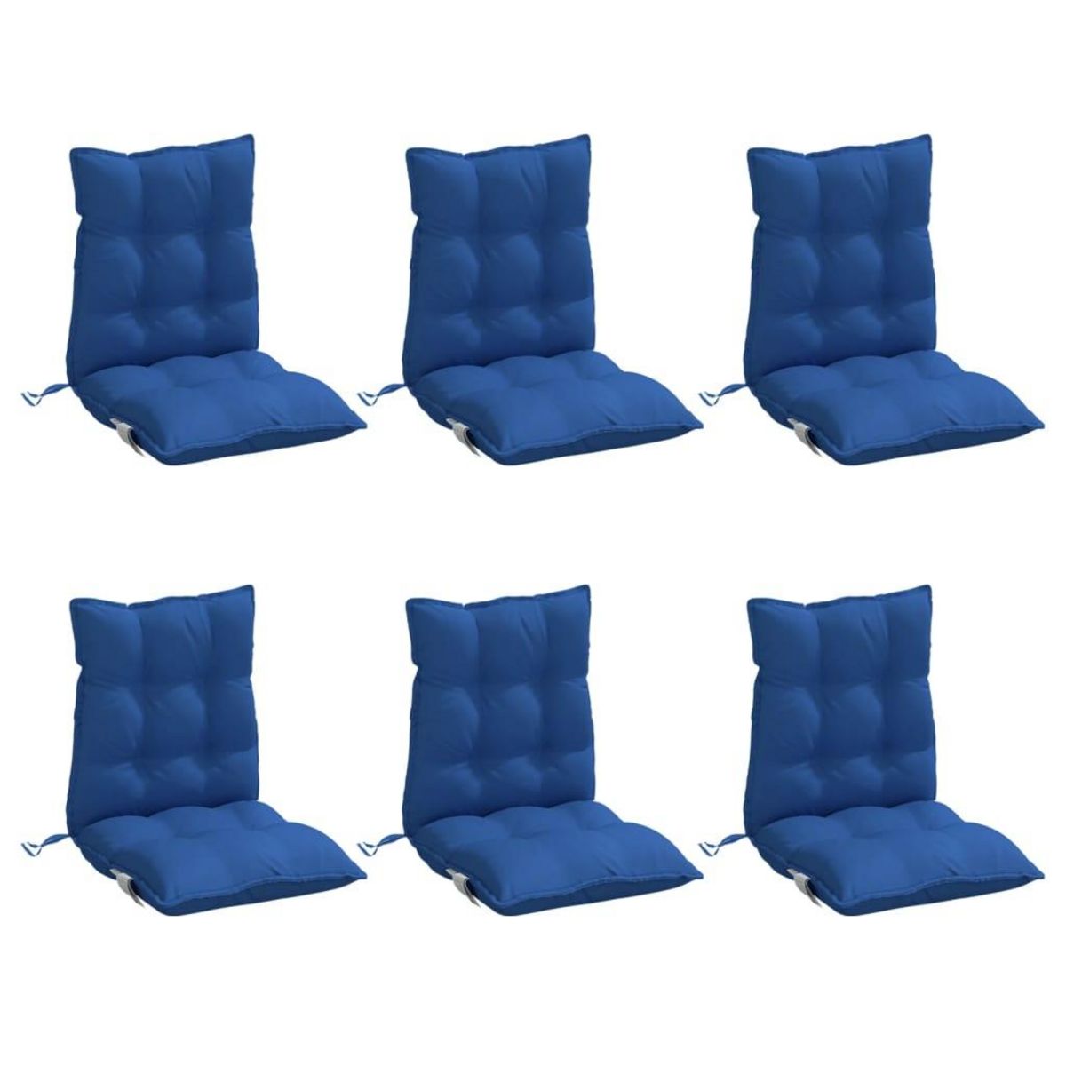 VIDAXL Coussins de chaise a dossier bas lot de 6 bleu royal