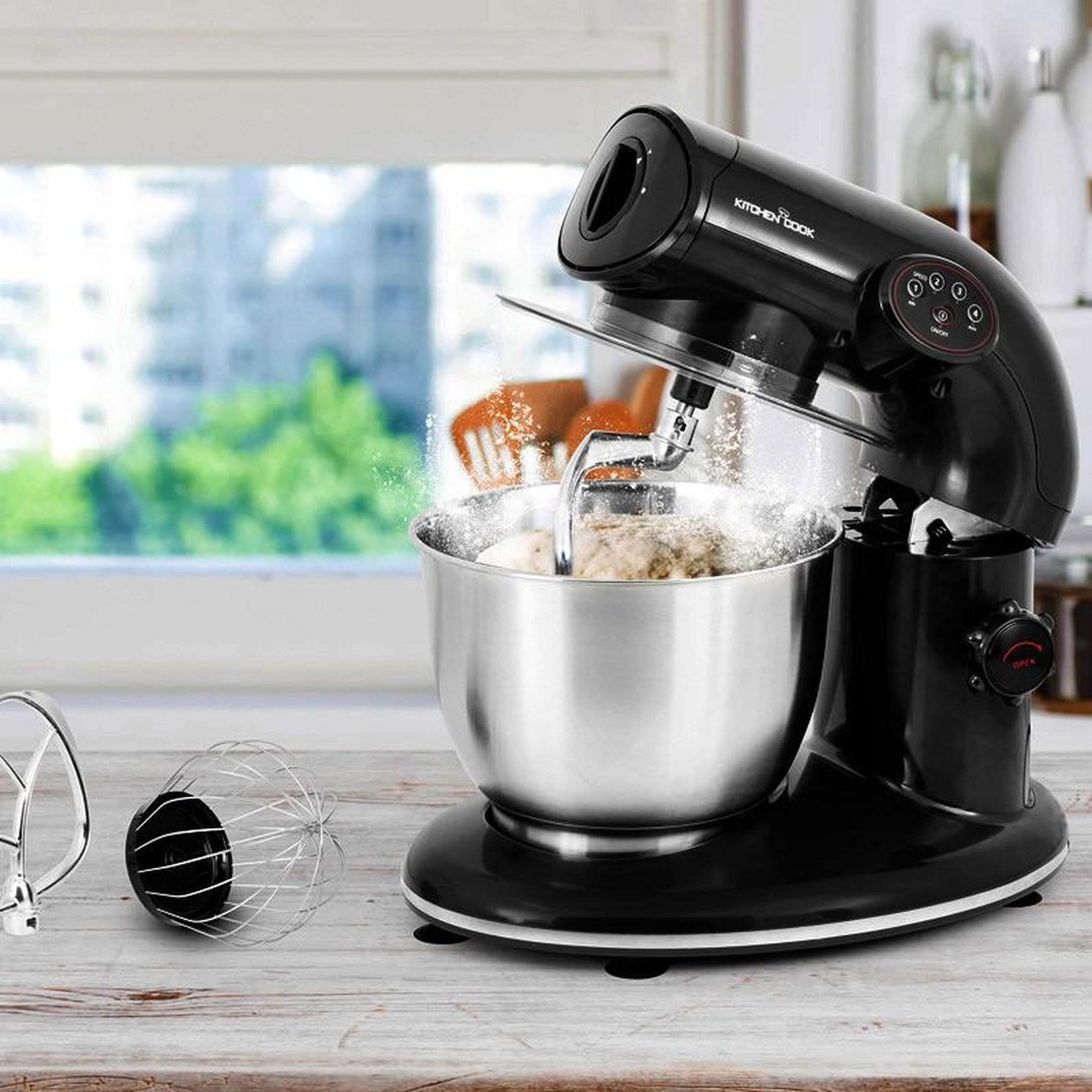 Voir la diapositive 3 : KITCHENCOOK Kitchencook - robot pâtissier ak80_black - 1000 w 5 l - kit pâtisserie