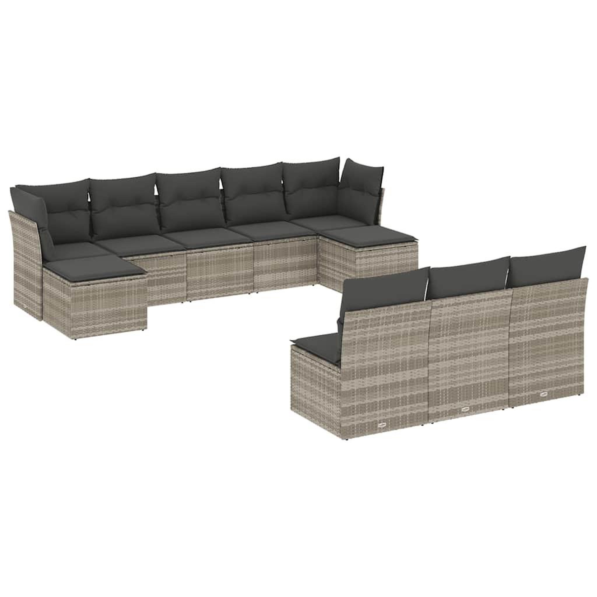 Voir la diapositive 2 : VIDAXL Salon de jardin avec coussins 10 pcs gris clair resine tressee