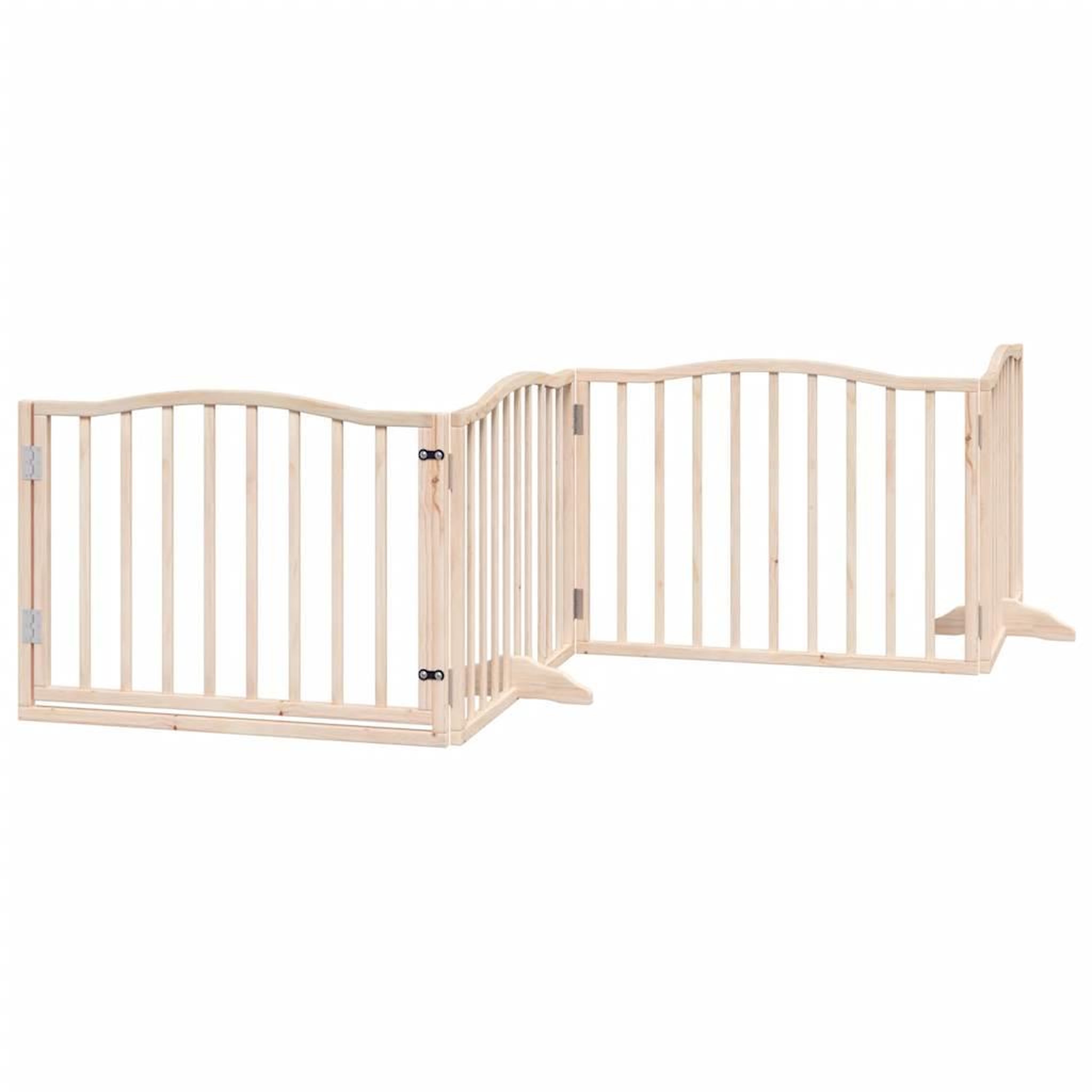 Voir la diapositive 2 : VIDAXL Barriere pour chiens avec porte 4 panneaux bois de peuplier