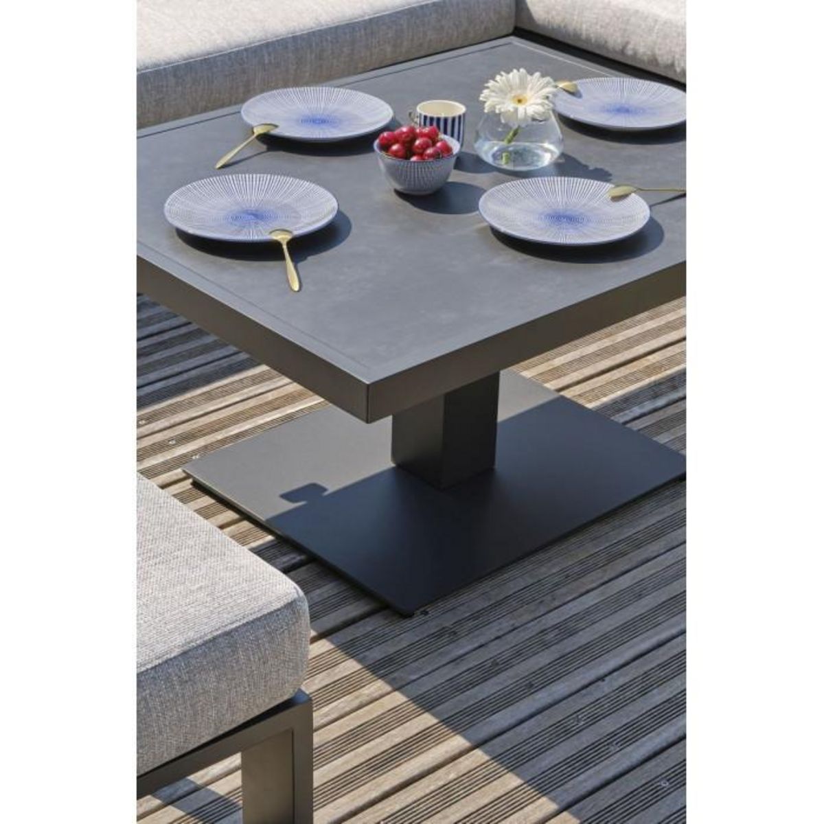 Paris Prix Ensemble Repas de jardin 7 Places  Ibiza  195cm Gris Anthracite