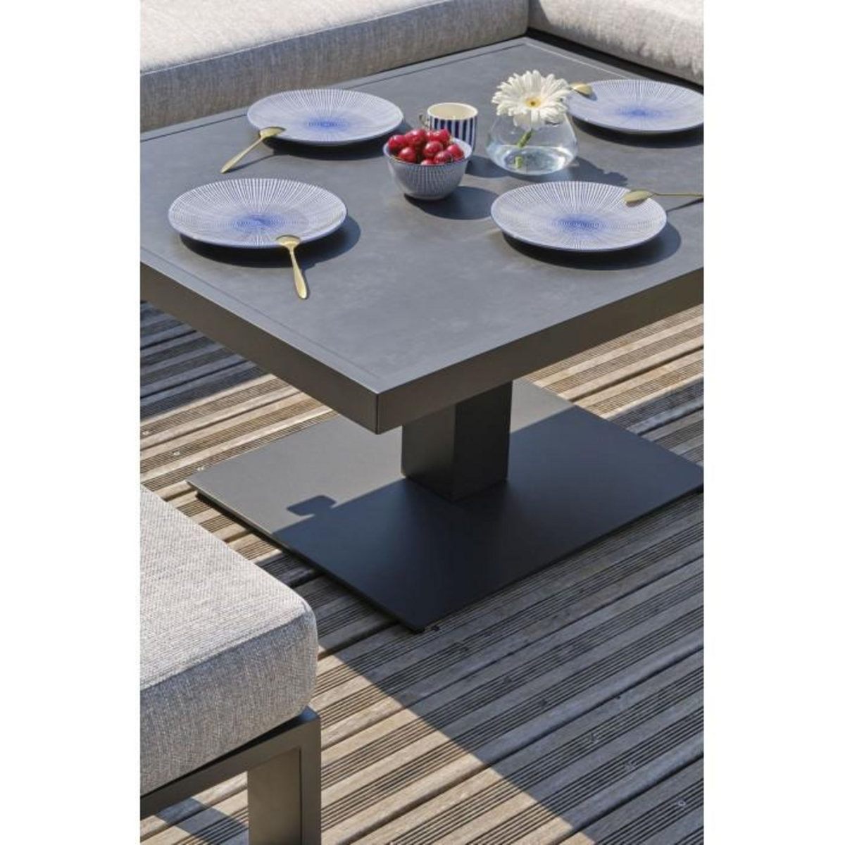 Paris Prix Ensemble Repas de jardin 7 Places  Ibiza  195cm Gris Anthracite