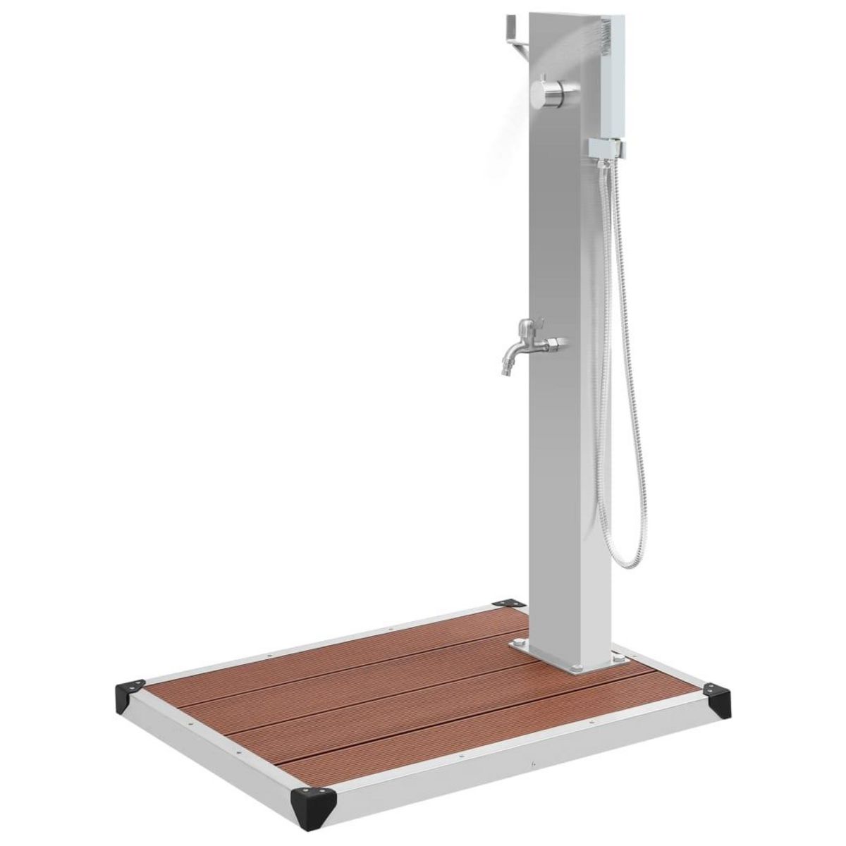 VIDAXL Douche d'exterieur avec receveur de douche WPC Acier inoxydable