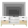 HOMCOM Meuble TV banc TV style scandinave 4 tiroirs 2 niches passe-fils panneaux blanc aspect chêne clair