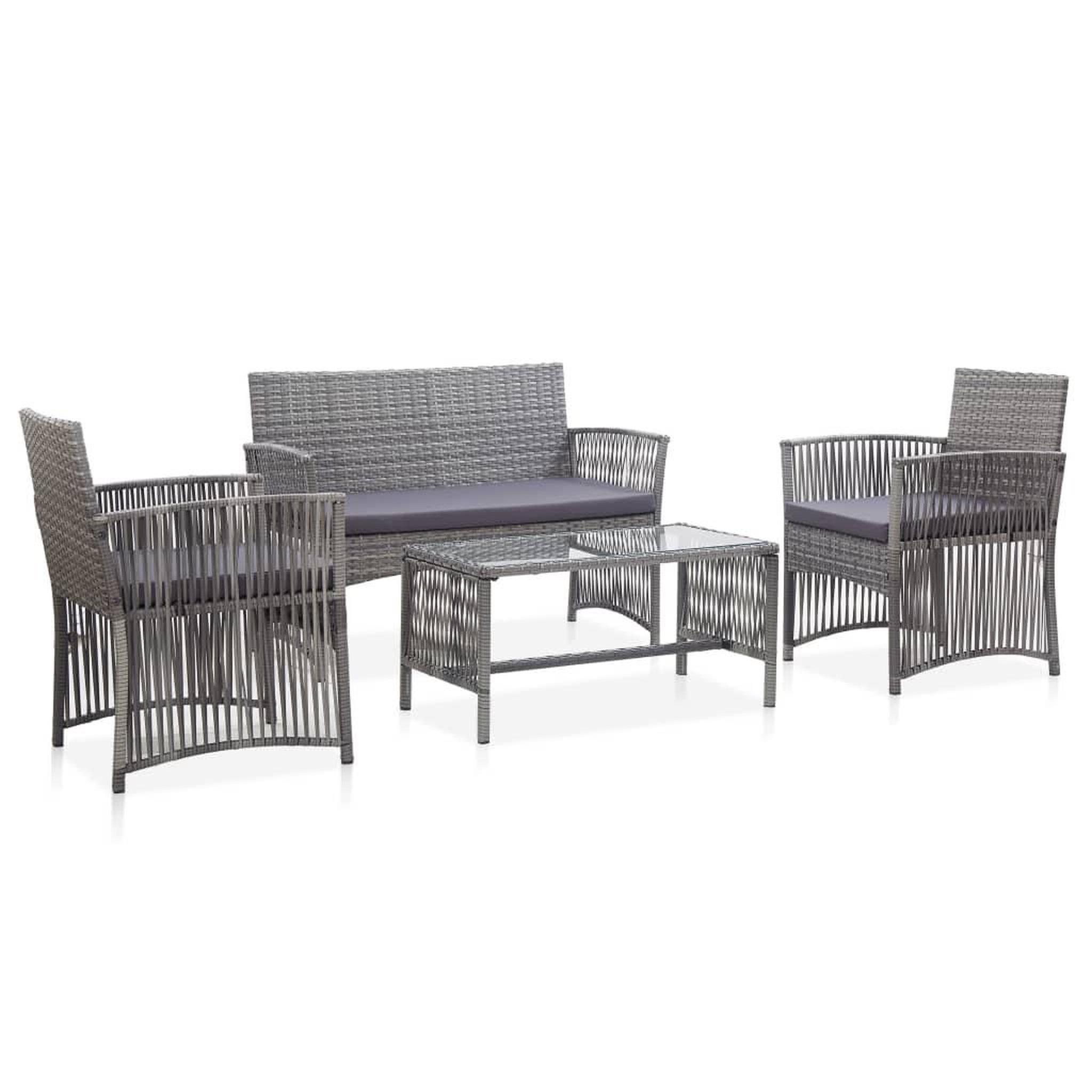 Voir la diapositive 1 : VIDAXL Salon de jardin 4 pcs avec coussin Resine tressee Anthracite