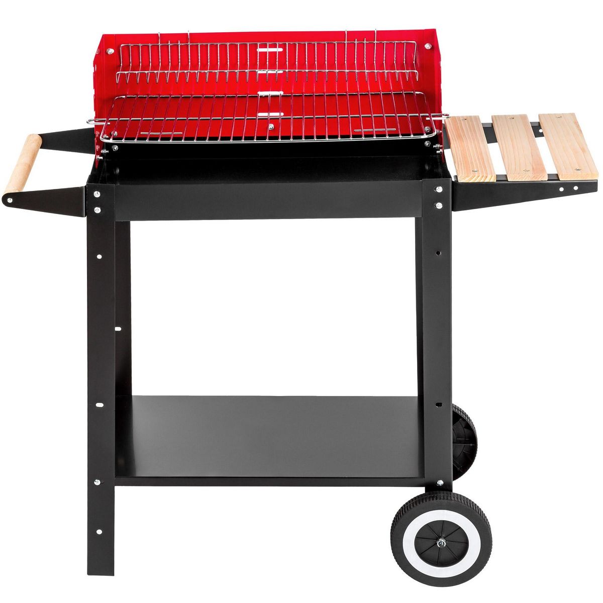tectake Chariot-barbecue charbon sur 2 roues noir/rouge