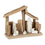 Paris Prix Crèche de Noël  Toit Incliné  23cm Naturel & Blanc