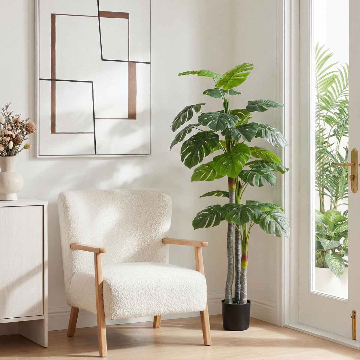HOMCOM Arbre Monstera Artificiel 150 cm en Pot Décoration de Bureau ou Maison