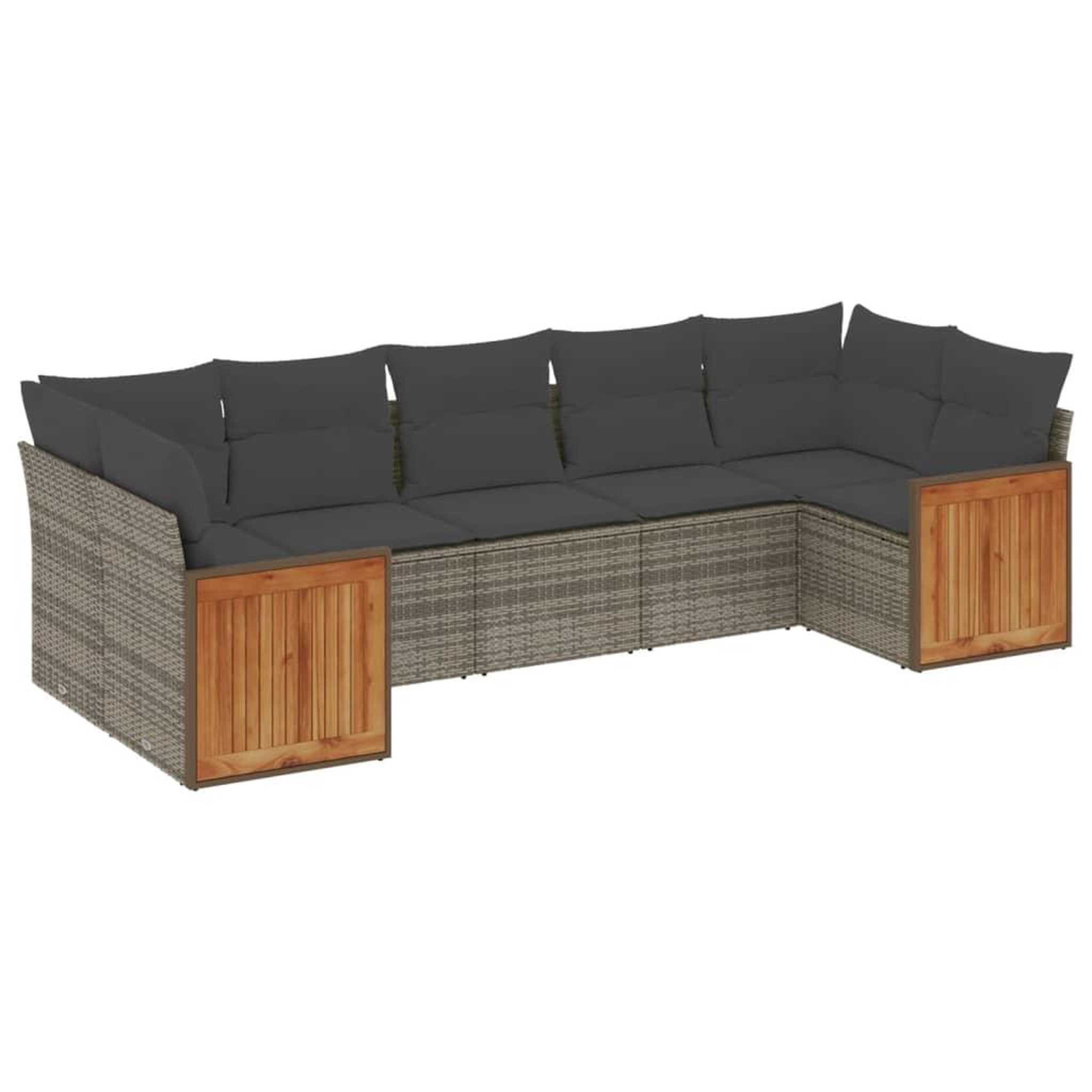Voir la diapositive 2 : VIDAXL Salon de jardin avec coussins 7 pcs gris resine tressee
